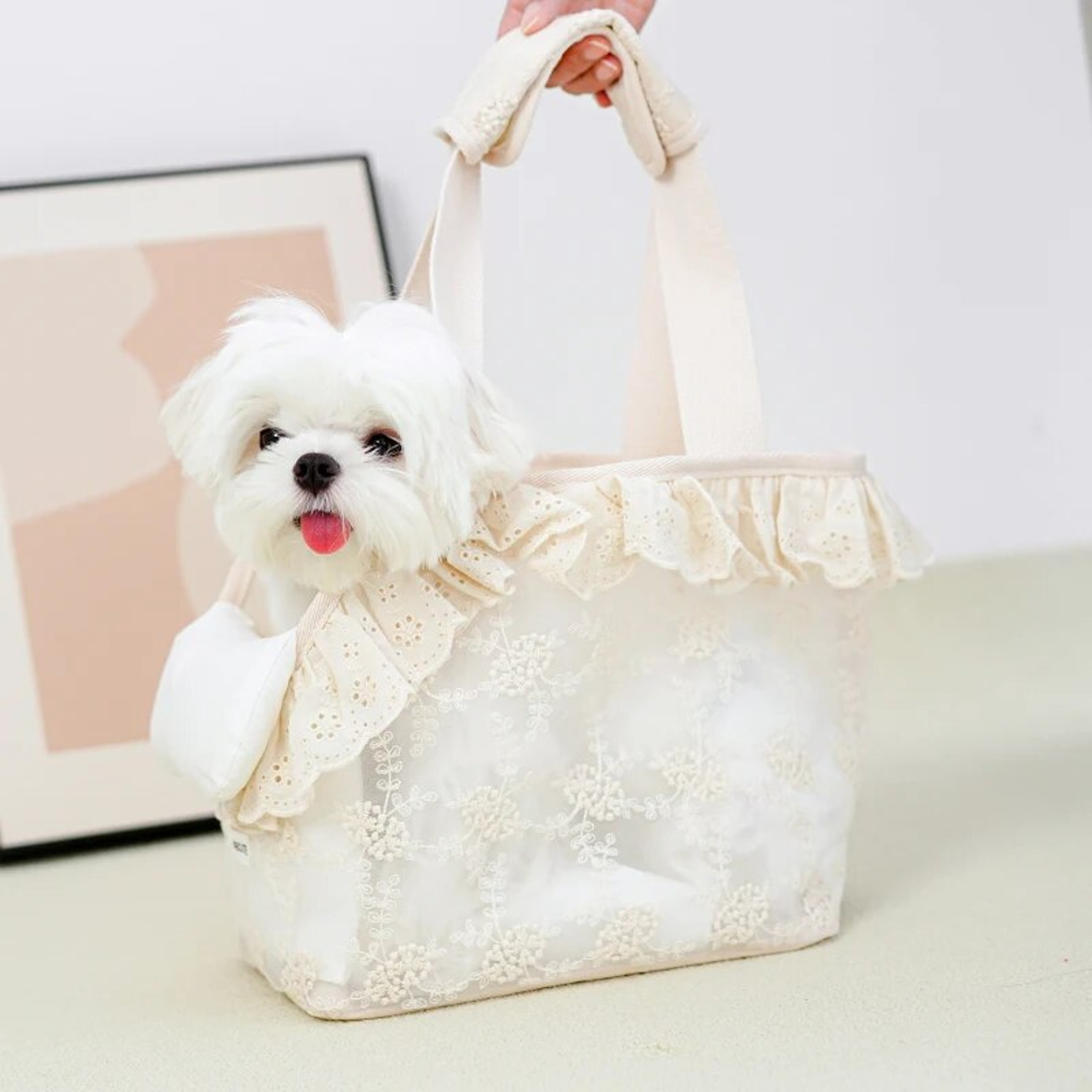 Cute Chihuahua Handheld Puppy Carrier Bag - Lace Shoulder Pet Accessory – view 2