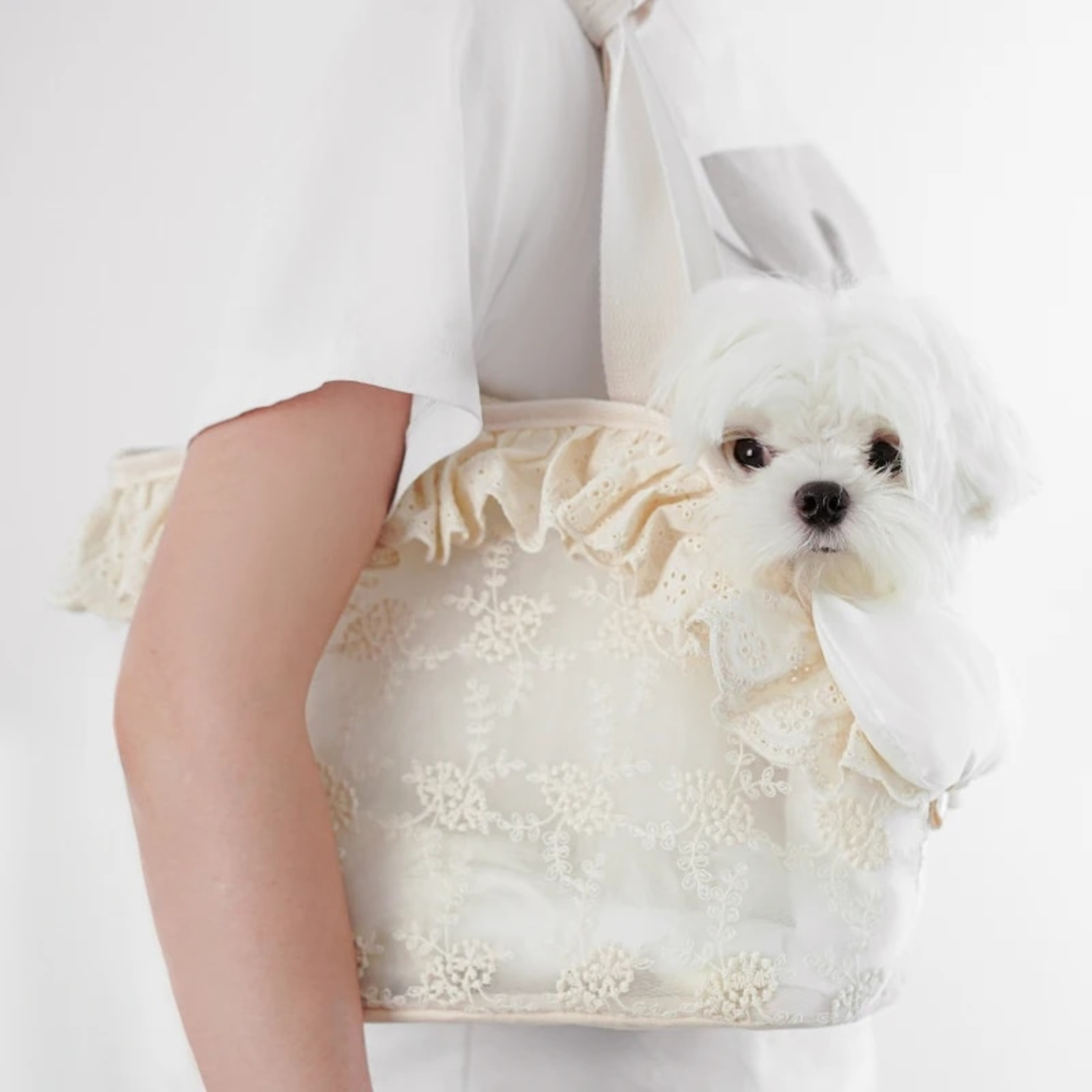 Cute Chihuahua Handheld Puppy Carrier Bag - Lace Shoulder Pet Accessory – view 3