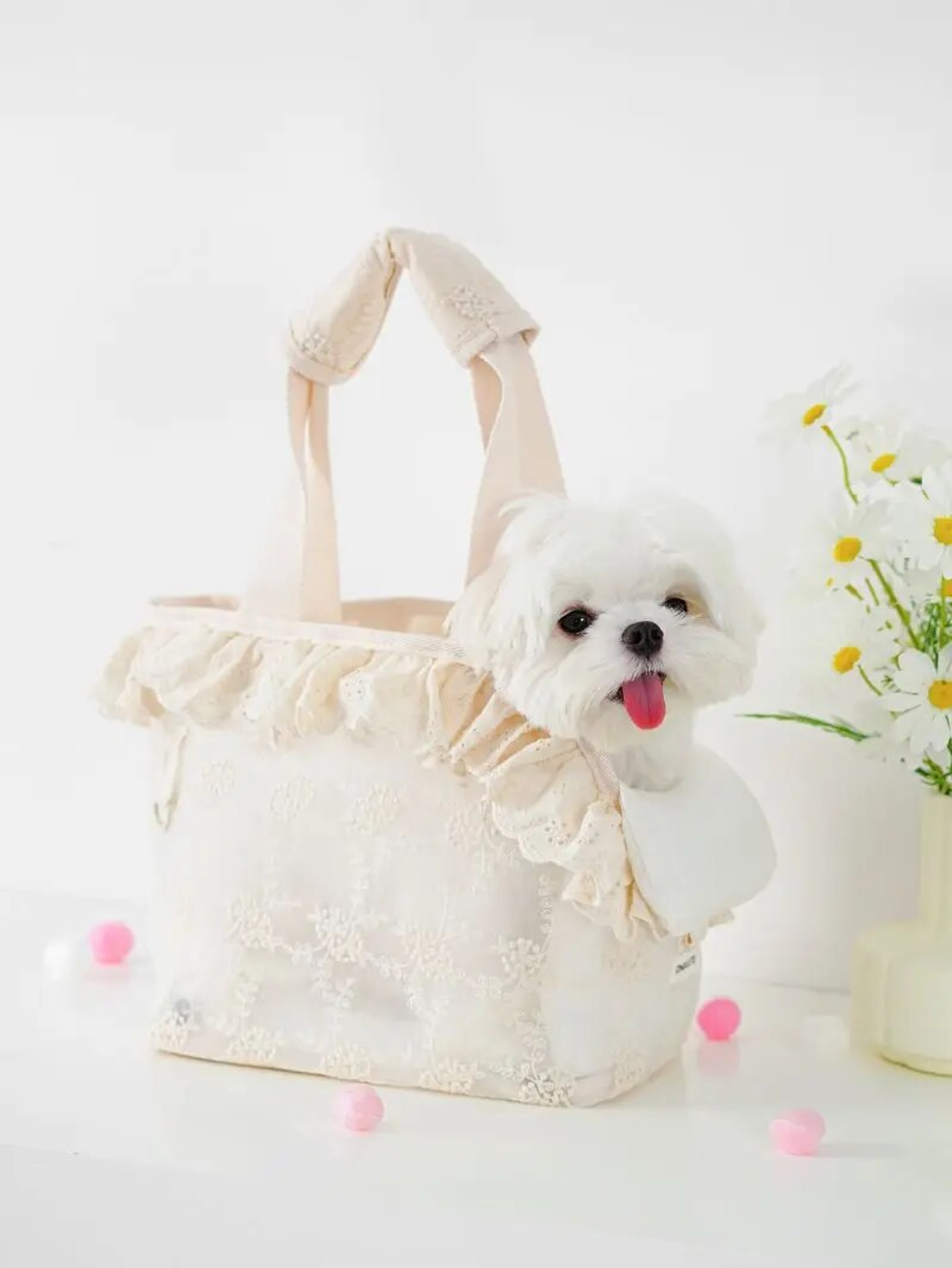 Cute Chihuahua Handheld Puppy Carrier Bag - Lace Shoulder Pet Accessory – view 6