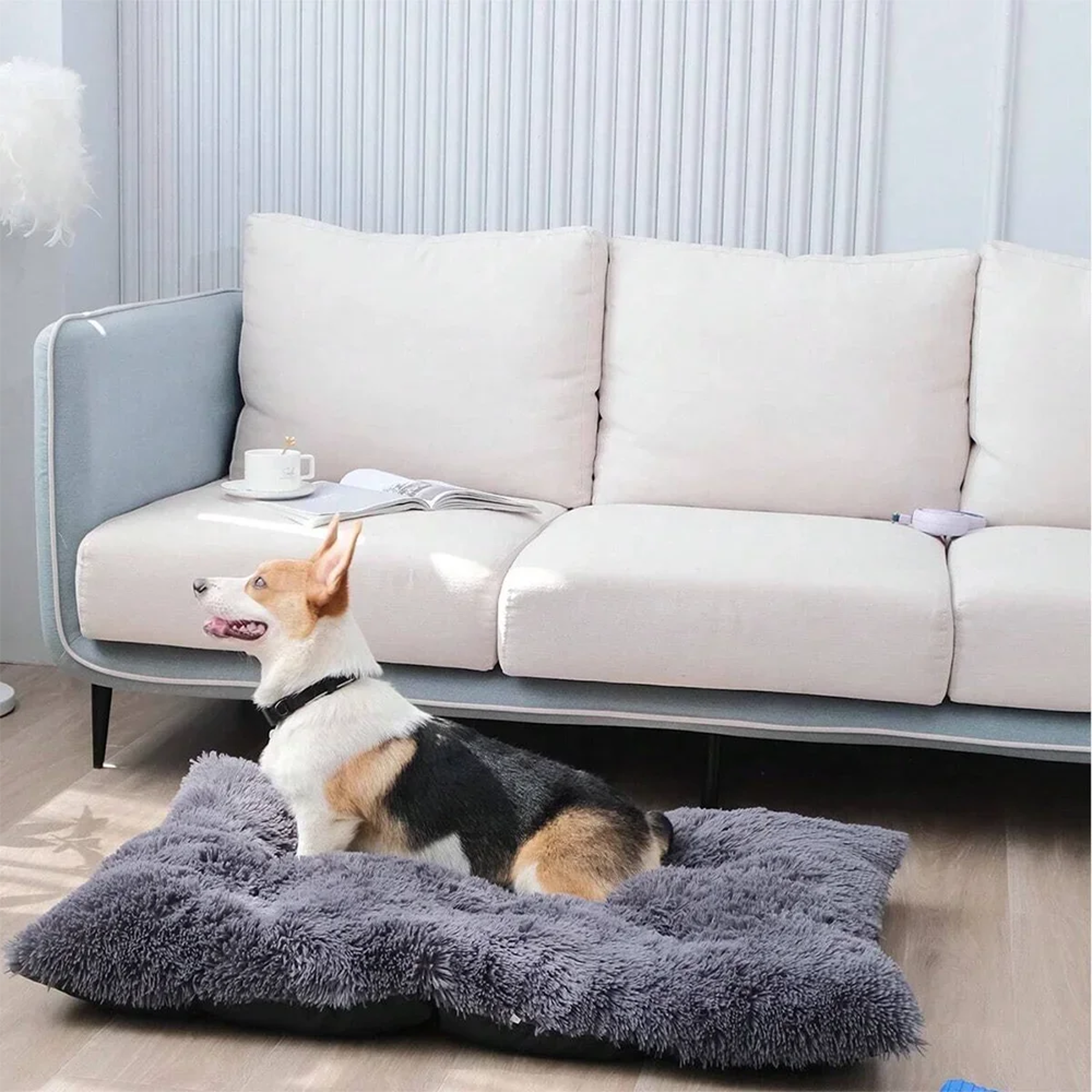 Plush Washable Large Dog Bed: Anti-Anxiety, Warm Cushion Mat – view 2