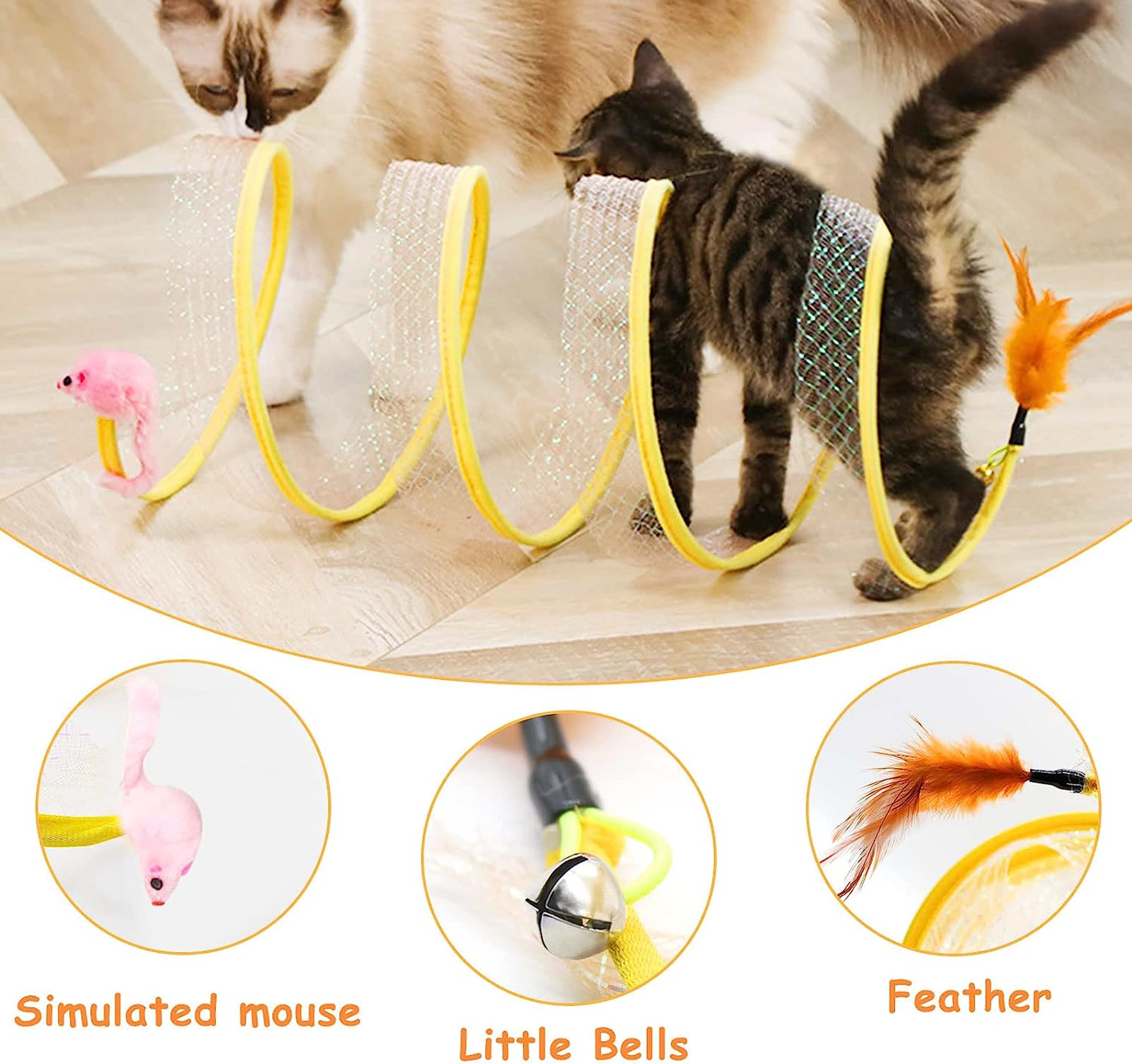 Folded S-Type Cat Tunnel with Balls and Crinkle - Interactive Outdoor Toy for Cats and Kittens – view 2