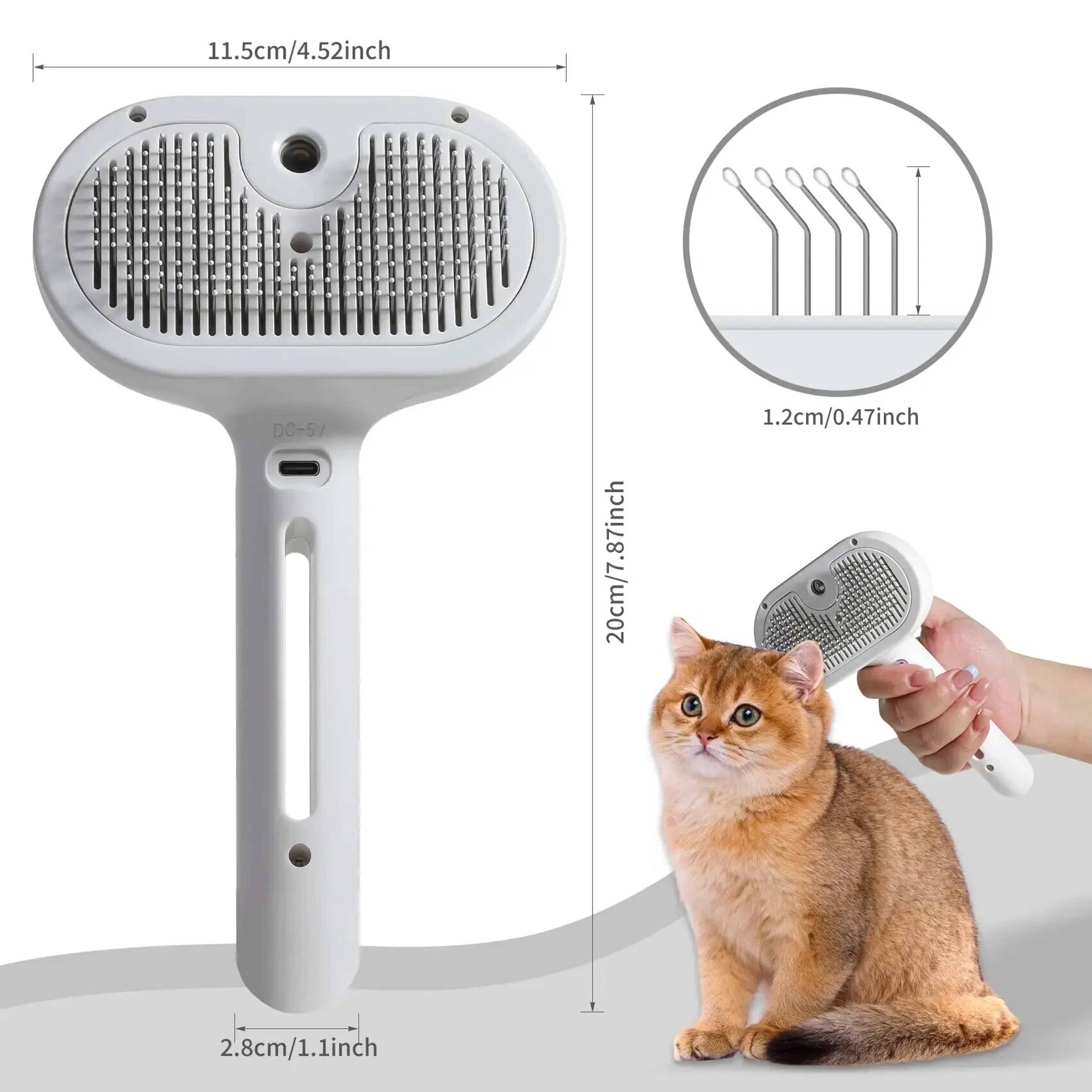Steamy Cat Brush: 2-in-1 Shedding & Cleaning Tool with Water Tank – view 6