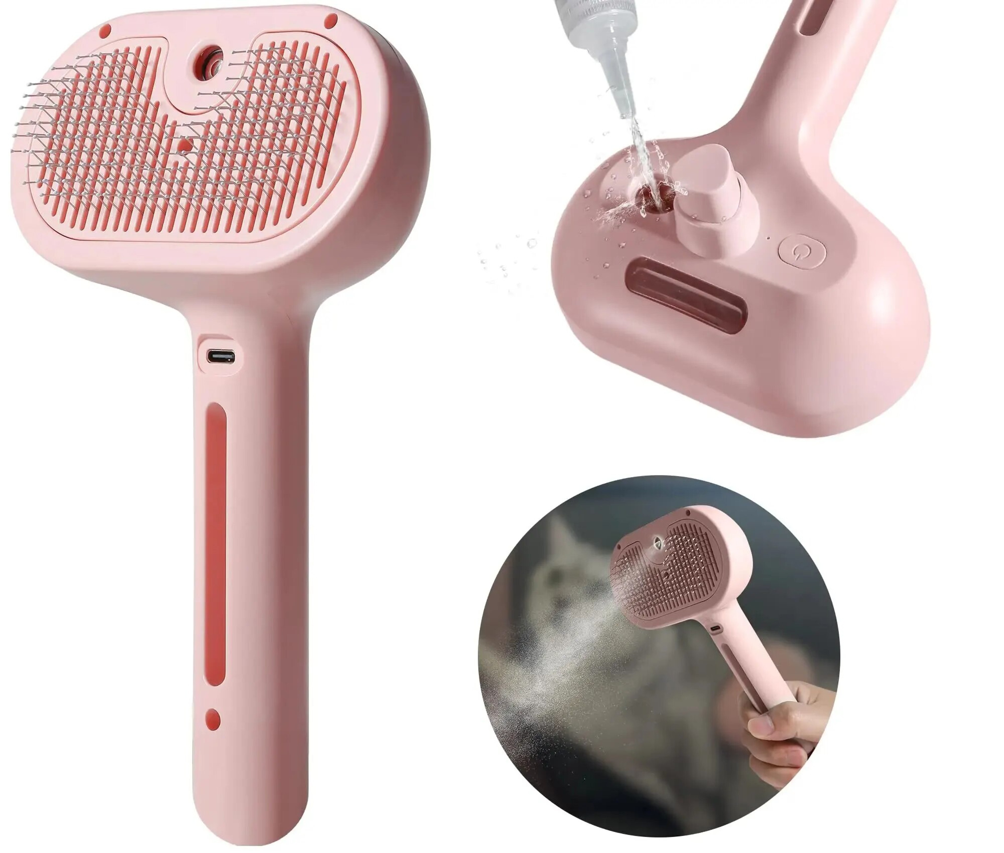 Steamy Cat Brush: 2-in-1 Shedding & Cleaning Tool with Water Tank – view 7