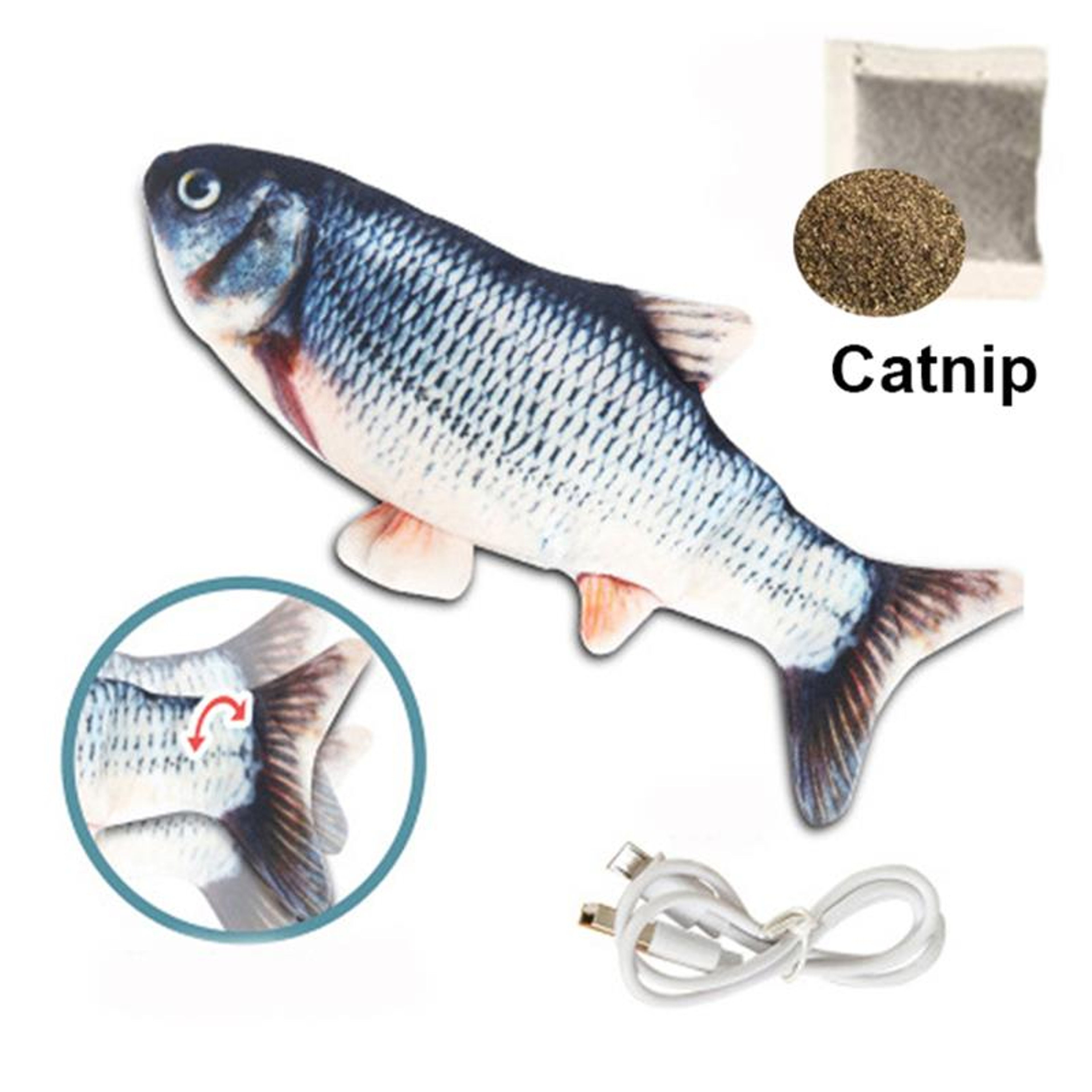 Soft Plush USB Charger Fish Cat Toy: 3D Simulation Dancing Wiggle Interaction - Ideal for Cat's Chewing & Play – view 1