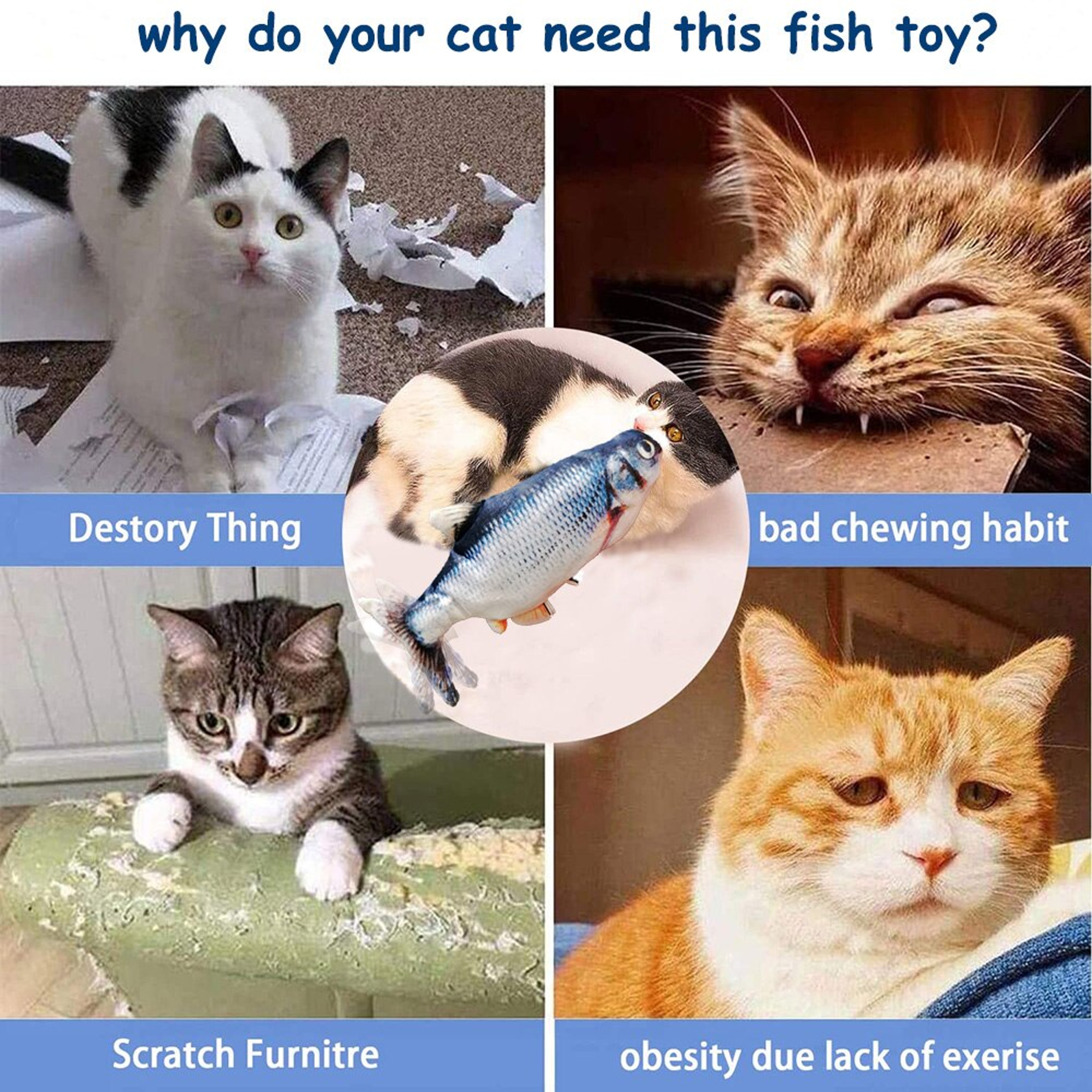 Soft Plush USB Charger Fish Cat Toy: 3D Simulation Dancing Wiggle Interaction - Ideal for Cat's Chewing & Play – view 2