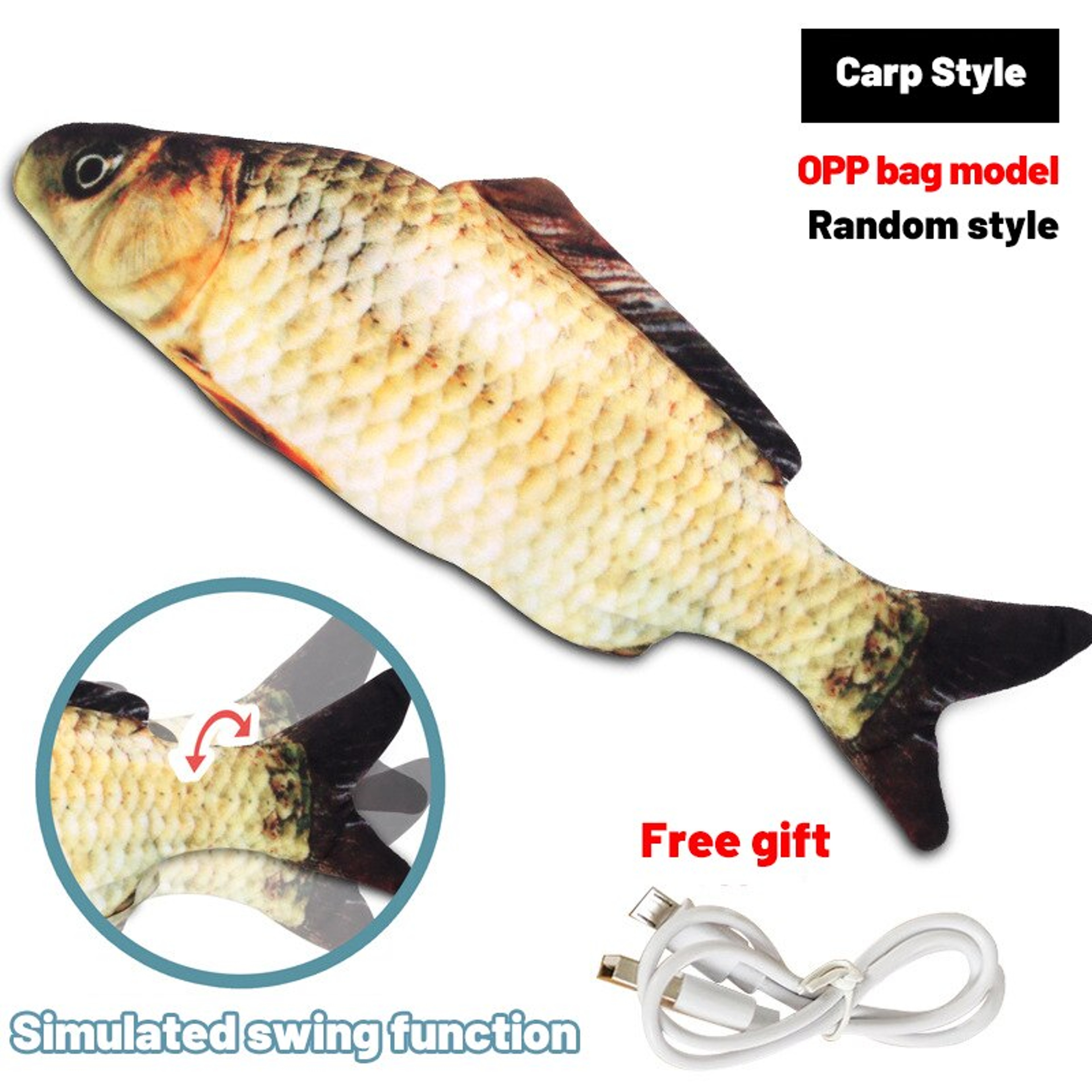 Soft Plush USB Charger Fish Cat Toy: 3D Simulation Dancing Wiggle Interaction - Ideal for Cat's Chewing & Play – view 8