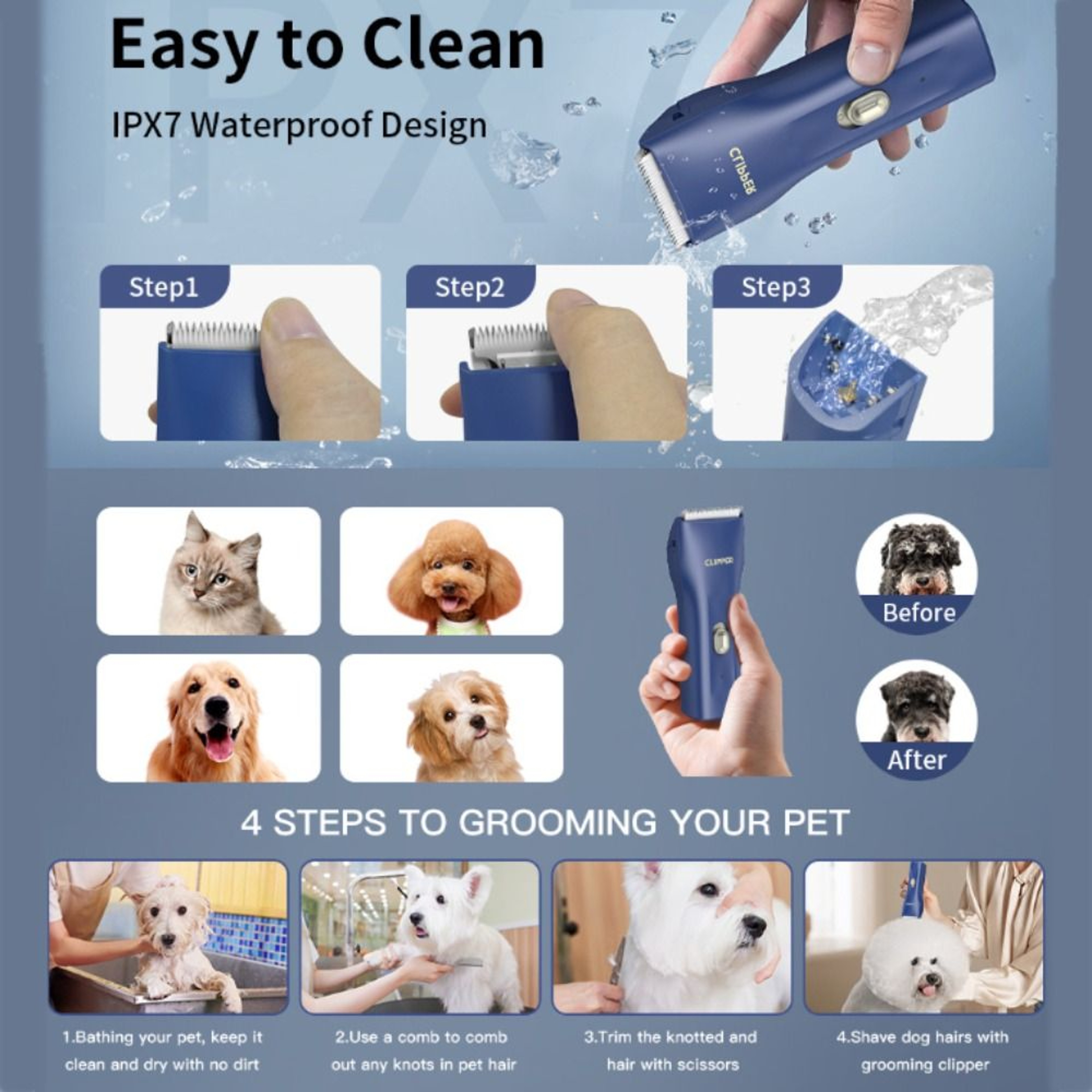 Professional USB Rechargeable Silent Pet Hair Clippers for Dogs & Cats – view 4