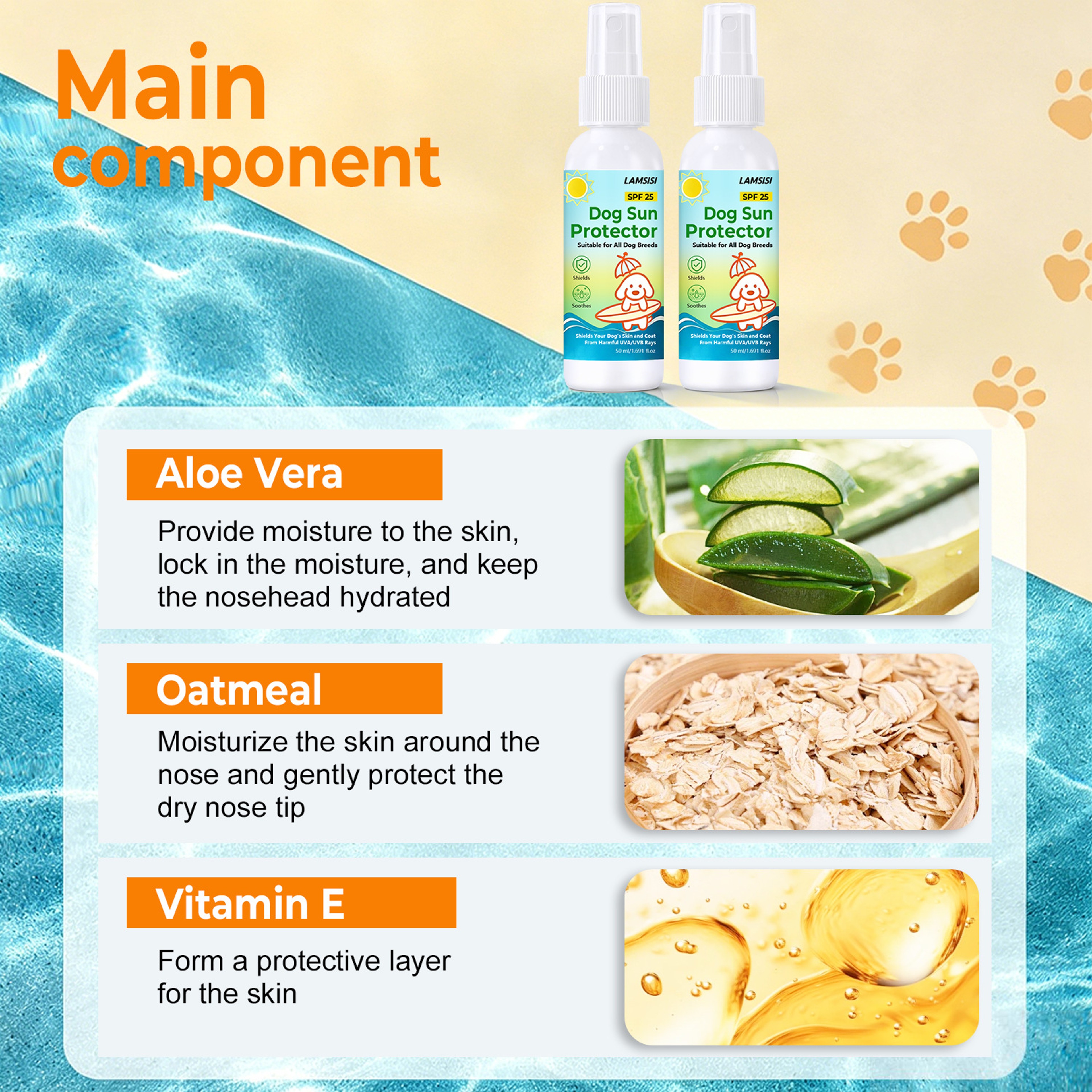 Dog Sun Shield SPF 25 Advanced dog sunscreen spray for Skin & Coat Protection, 50ml – view 2