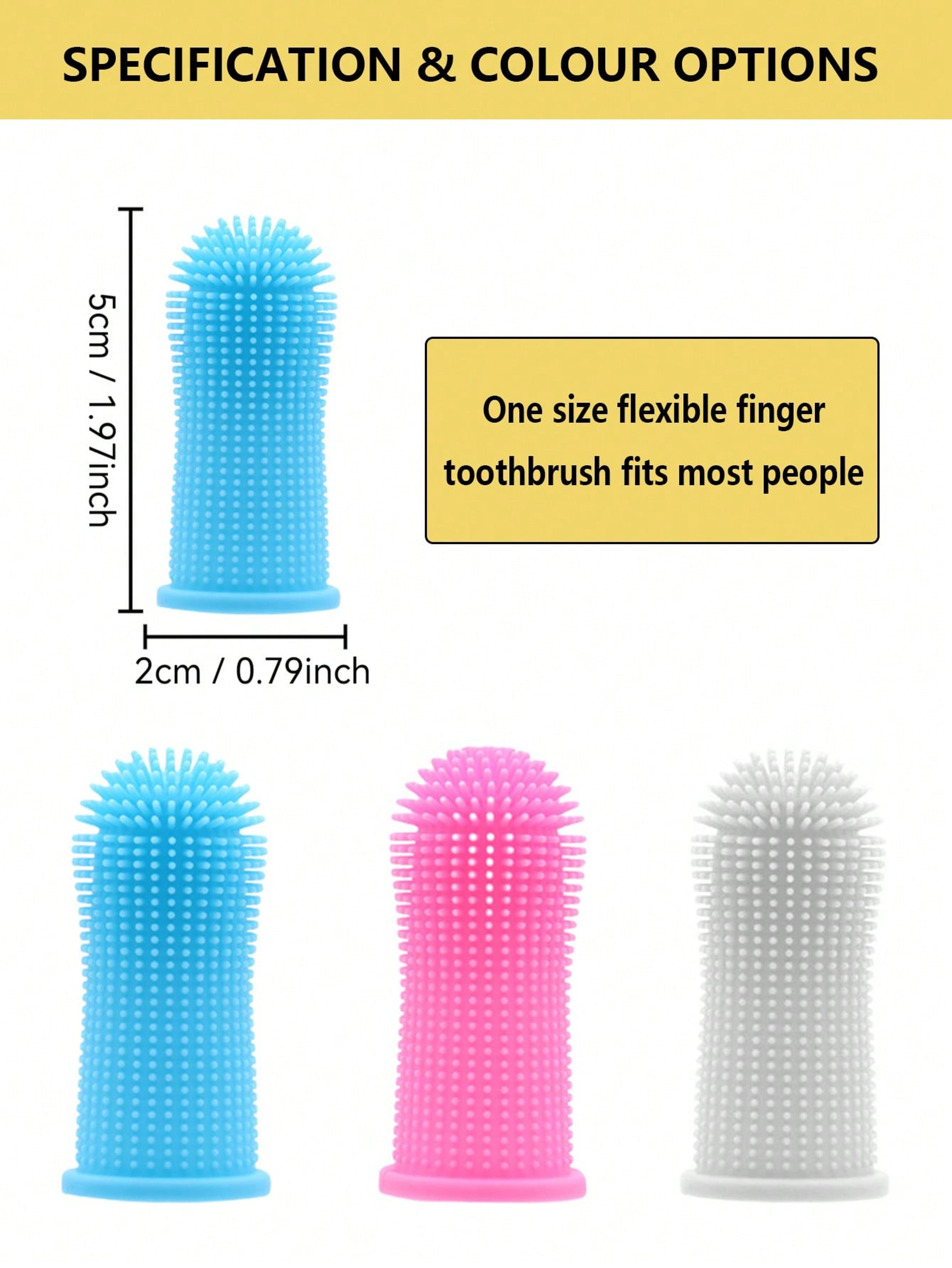 Premium 360° Silicone Pet Finger Toothbrush for Dogs & Cats Soft Oral Care Cleaning Brush – view 2