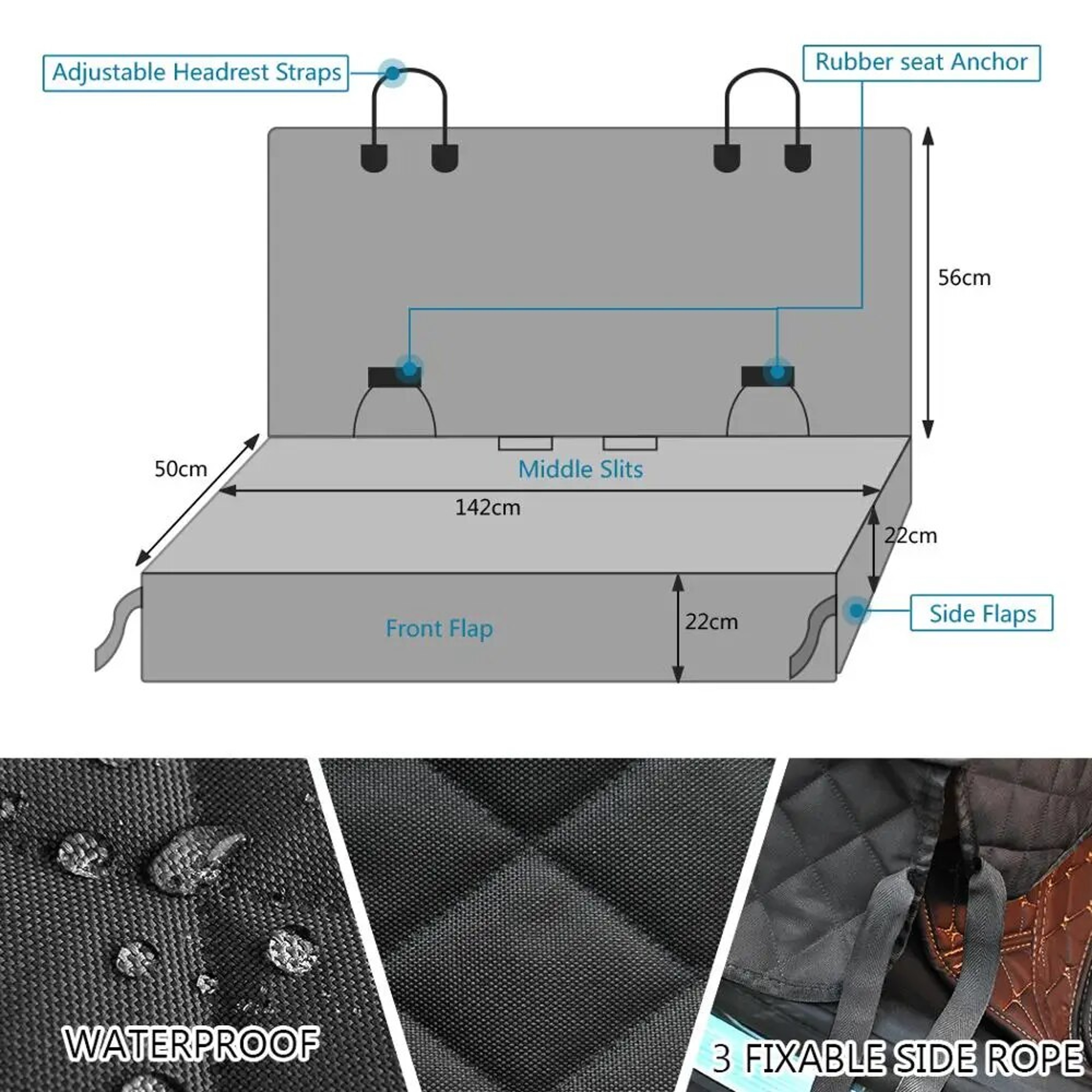 Waterproof Dog Car Seat Cover & Carrier with Armrest for Pets – view 2