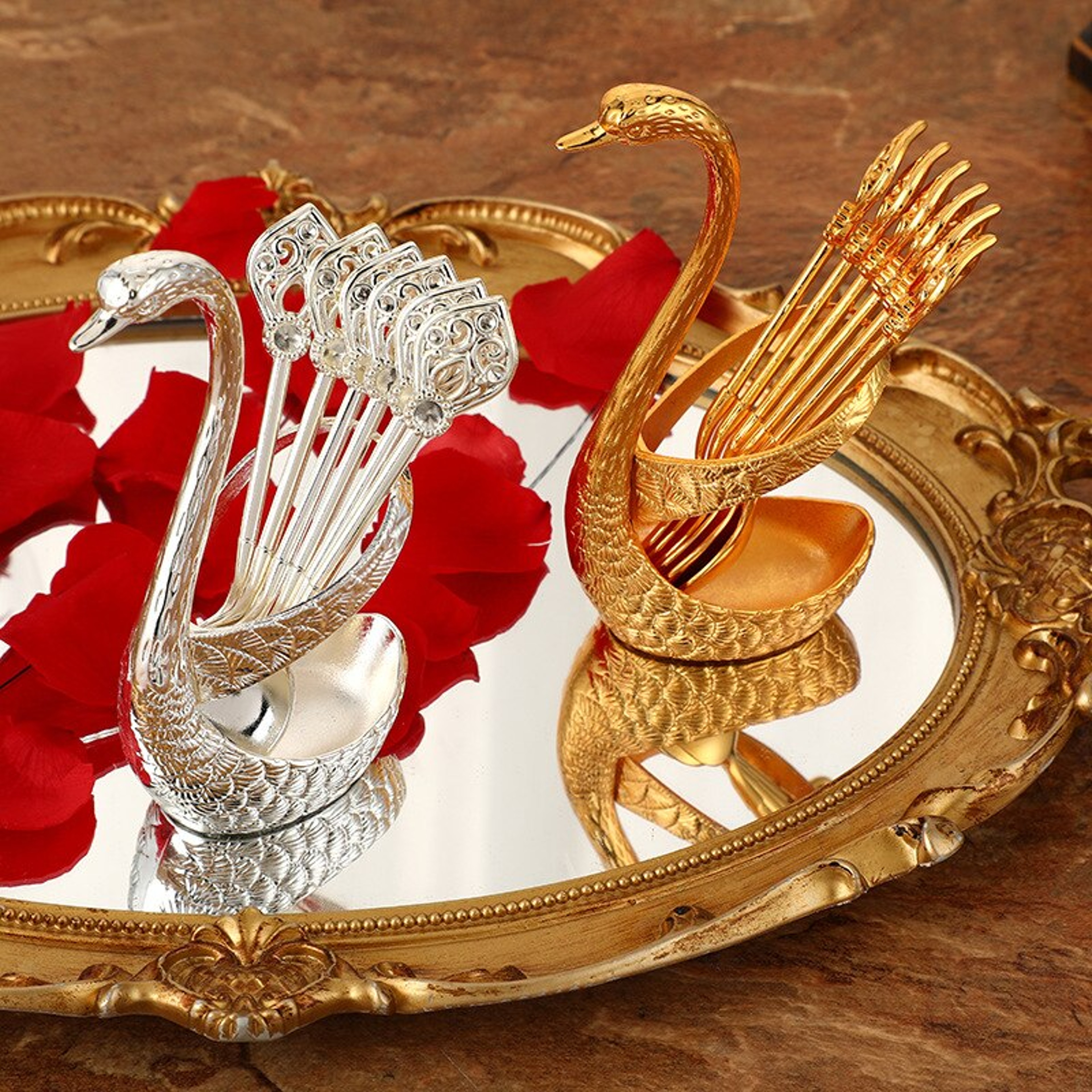 Stainless Steel Swan Base Dinnerware Set: 6 Spoons for Coffee, Fruit, Dessert Mixing – view 4