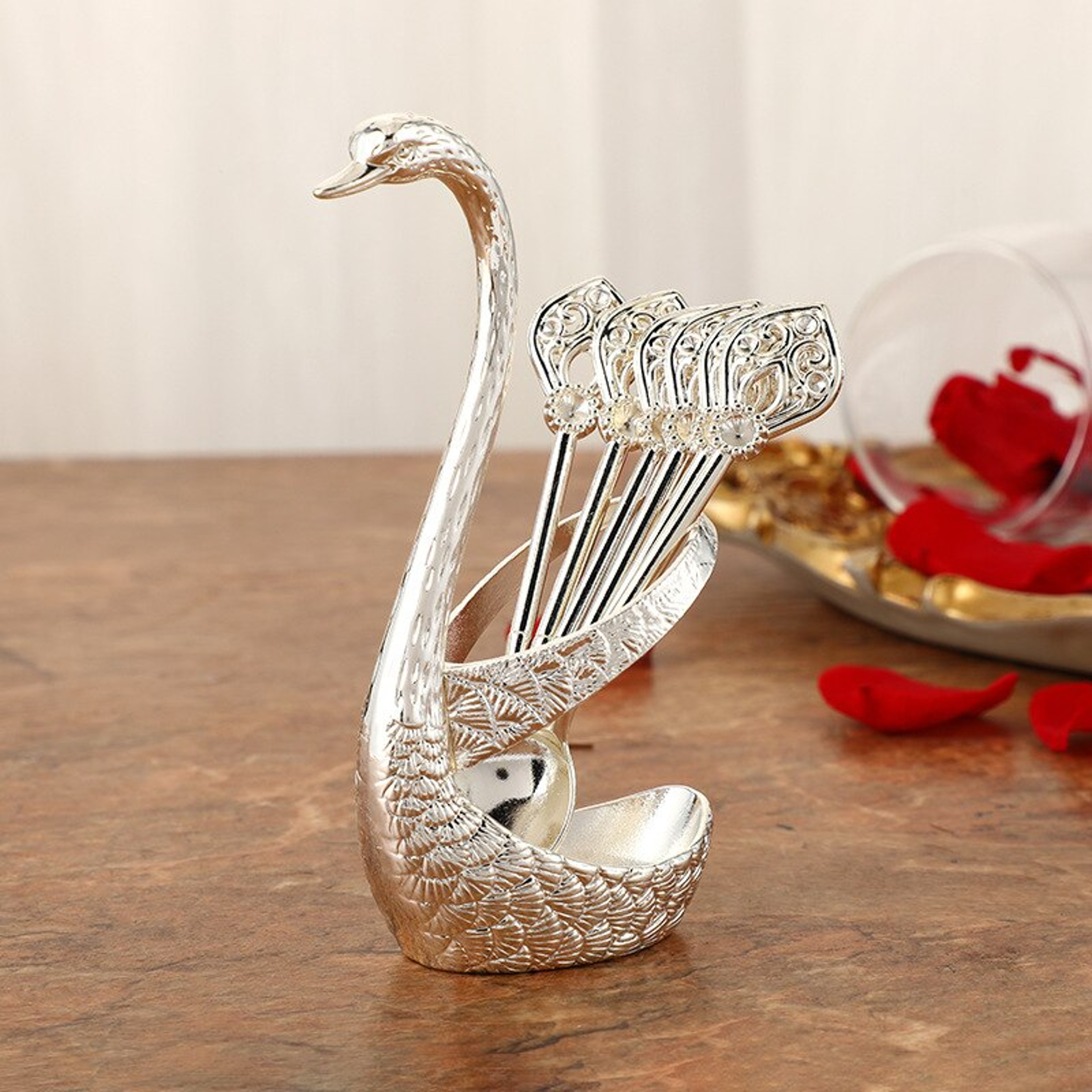 Stainless Steel Swan Base Dinnerware Set: 6 Spoons for Coffee, Fruit, Dessert Mixing – view 5
