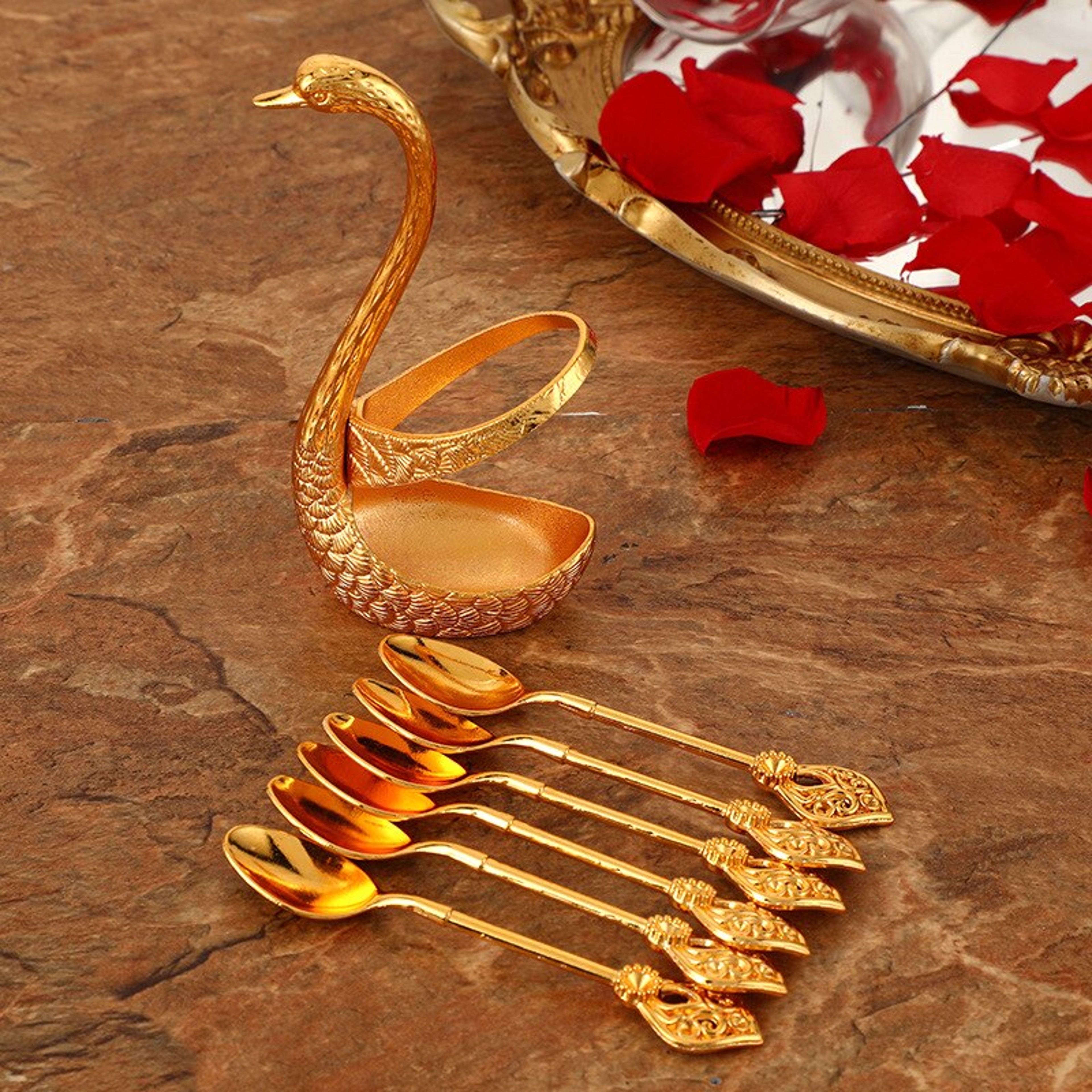 Stainless Steel Swan Base Dinnerware Set: 6 Spoons for Coffee, Fruit, Dessert Mixing – view 6