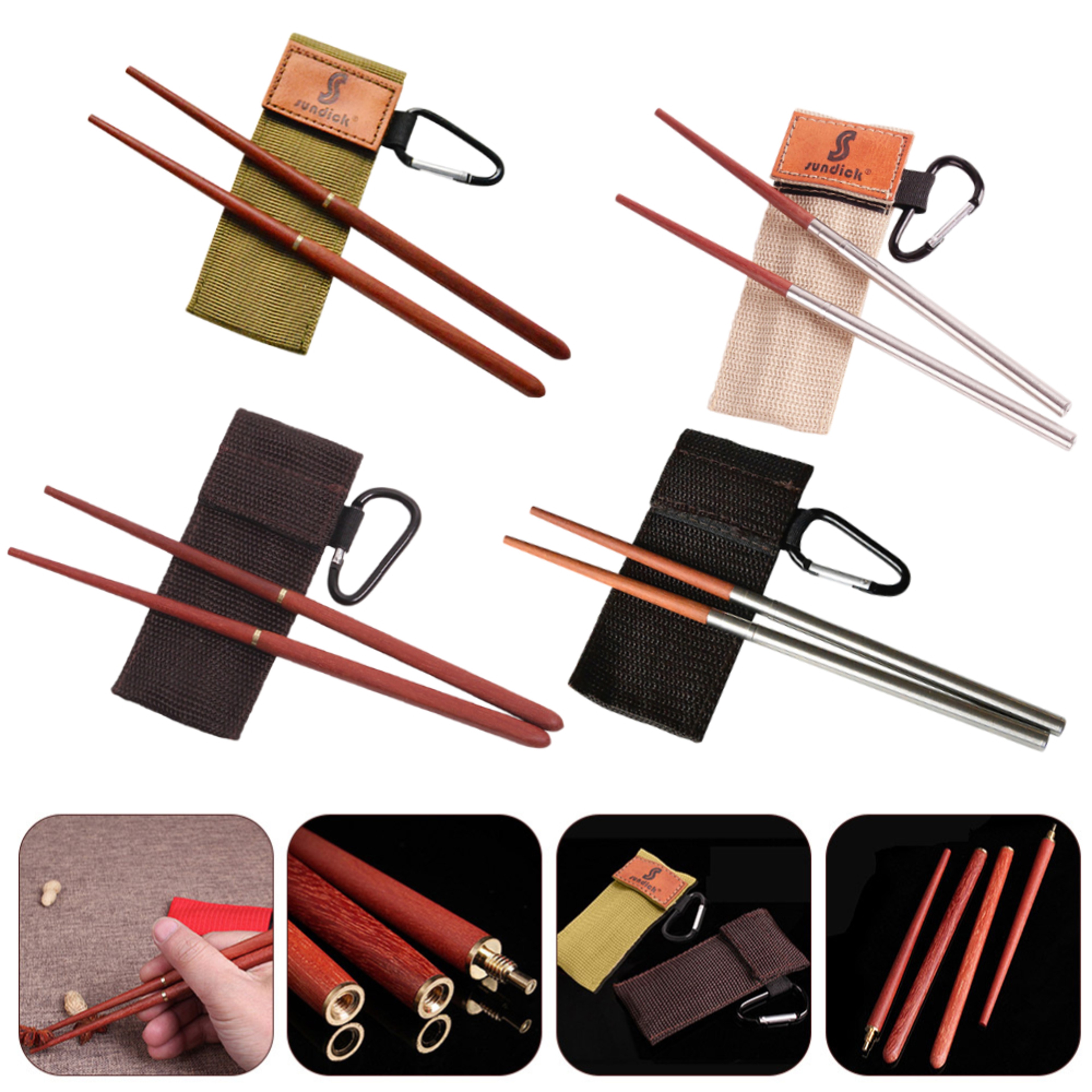 Portable Mahogany Folding Chopsticks for Outdoor Camping and Picnic - Telescopic Tableware Set – view 1
