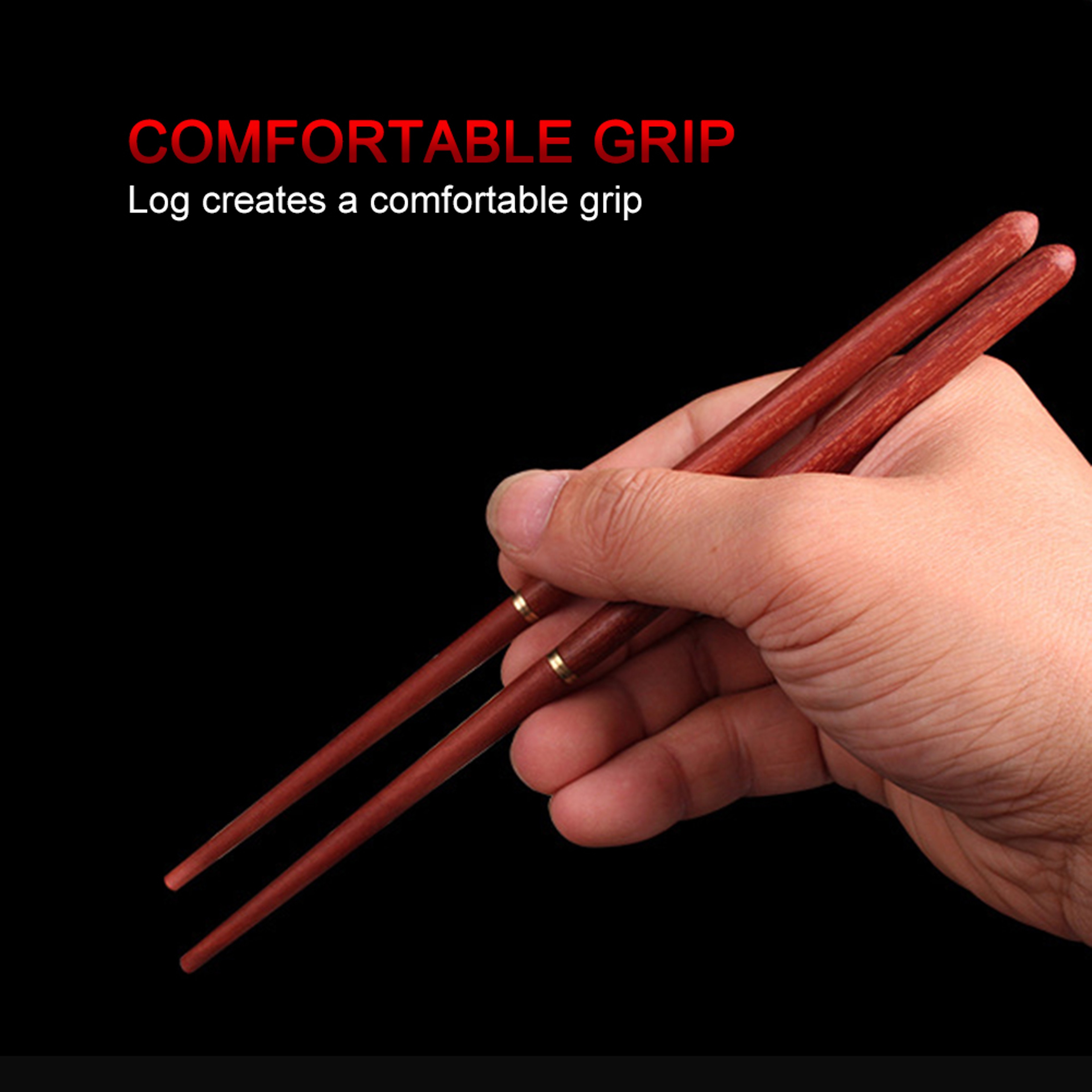 Portable Mahogany Folding Chopsticks for Outdoor Camping and Picnic - Telescopic Tableware Set – view 3