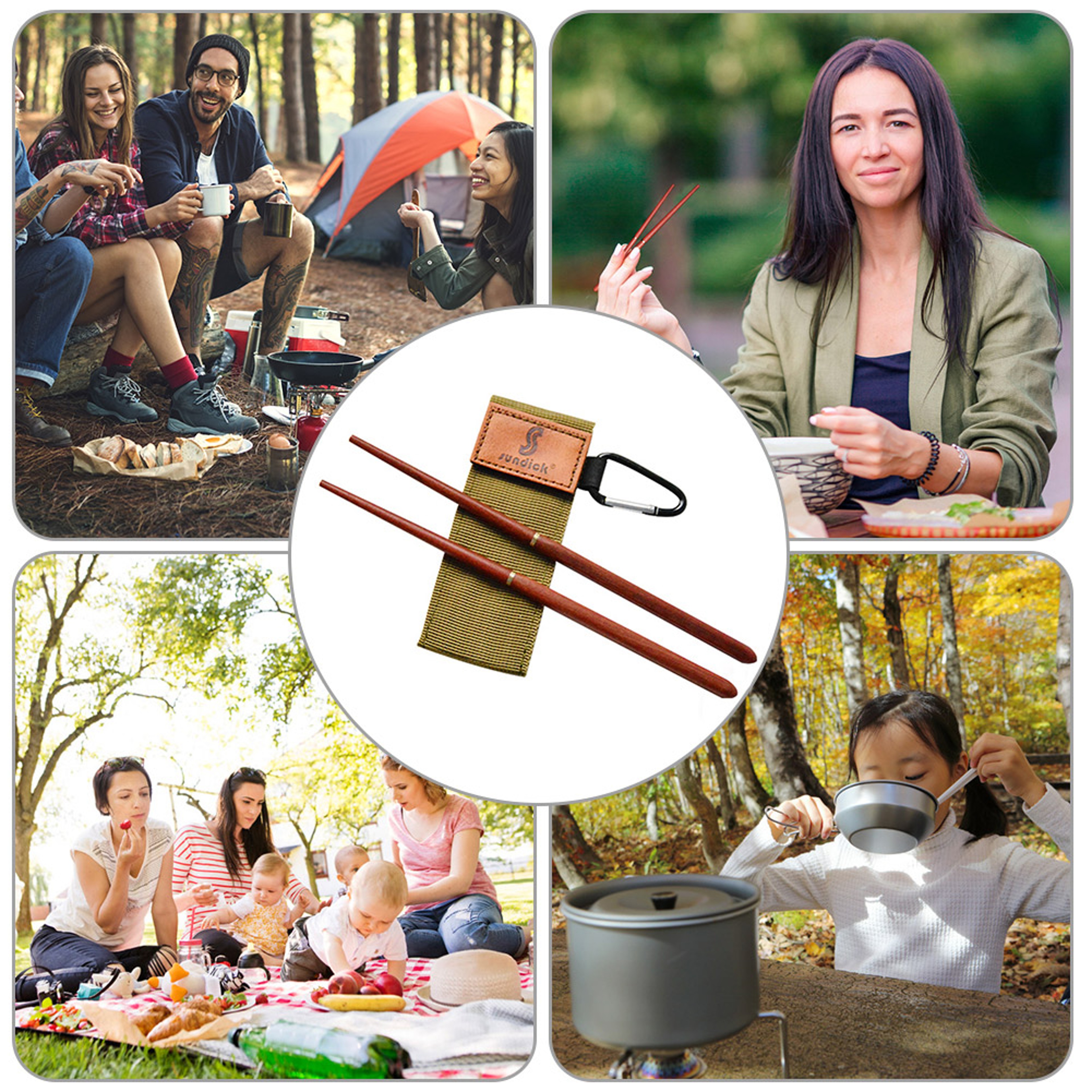 Portable Mahogany Folding Chopsticks for Outdoor Camping and Picnic - Telescopic Tableware Set – view 4