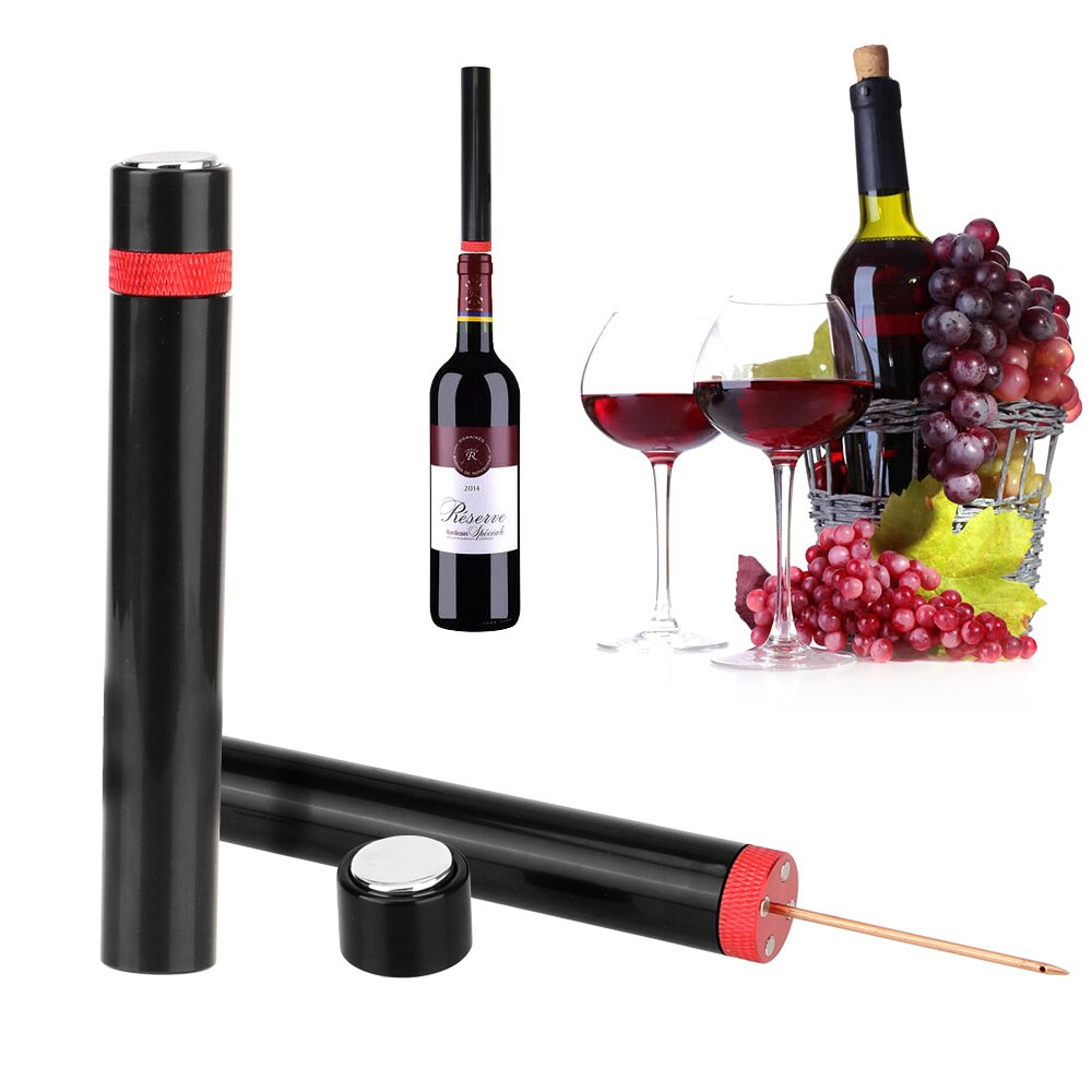Wine Bottle Opener: Corkscrew, Air Pressure Pump, Jar Cork Remover | Bar Tool Essentials – view 1