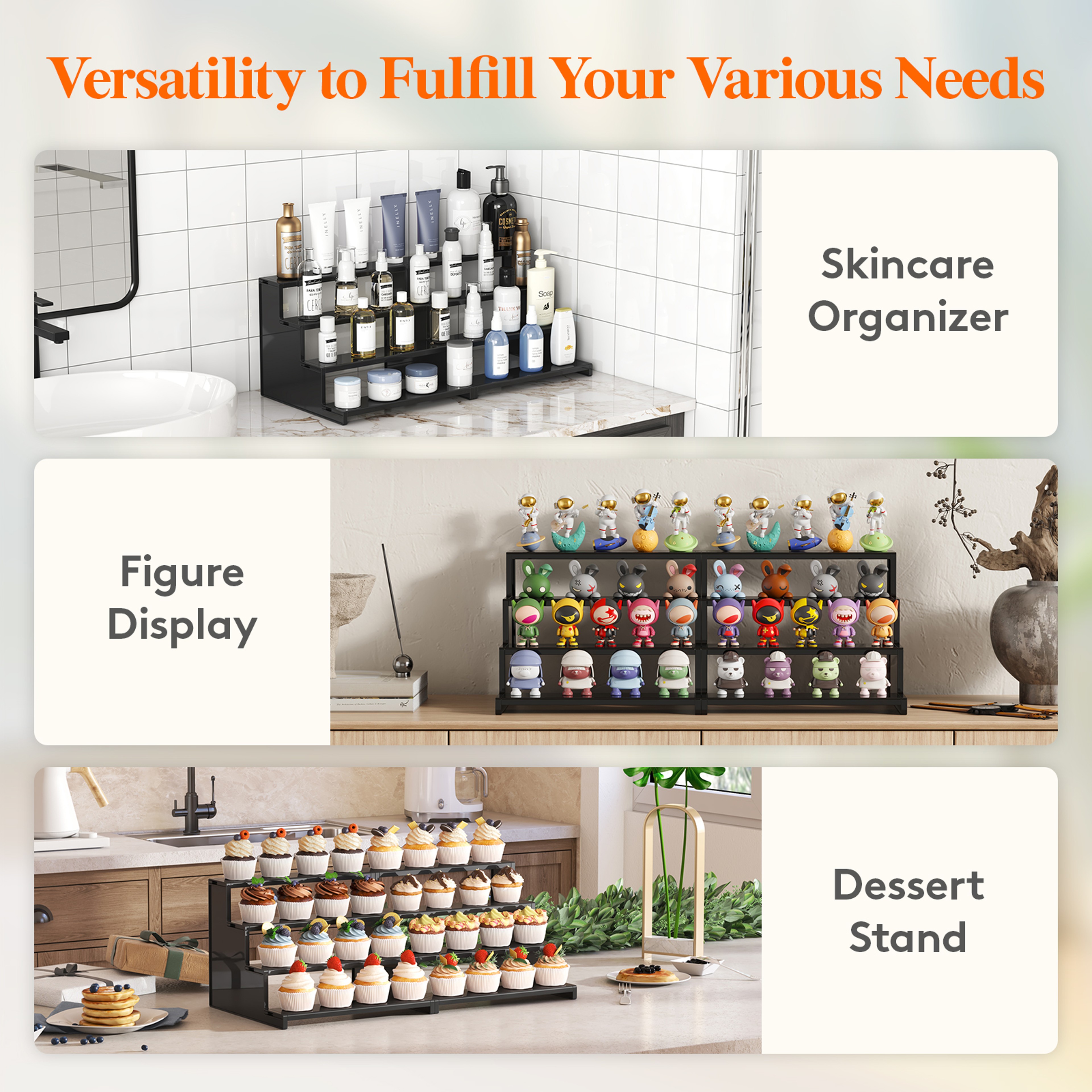 Dark Cologne Stand ToolFree Step Perfume Organizer Display Shelf For Fragrance Skincare Figurine De 5