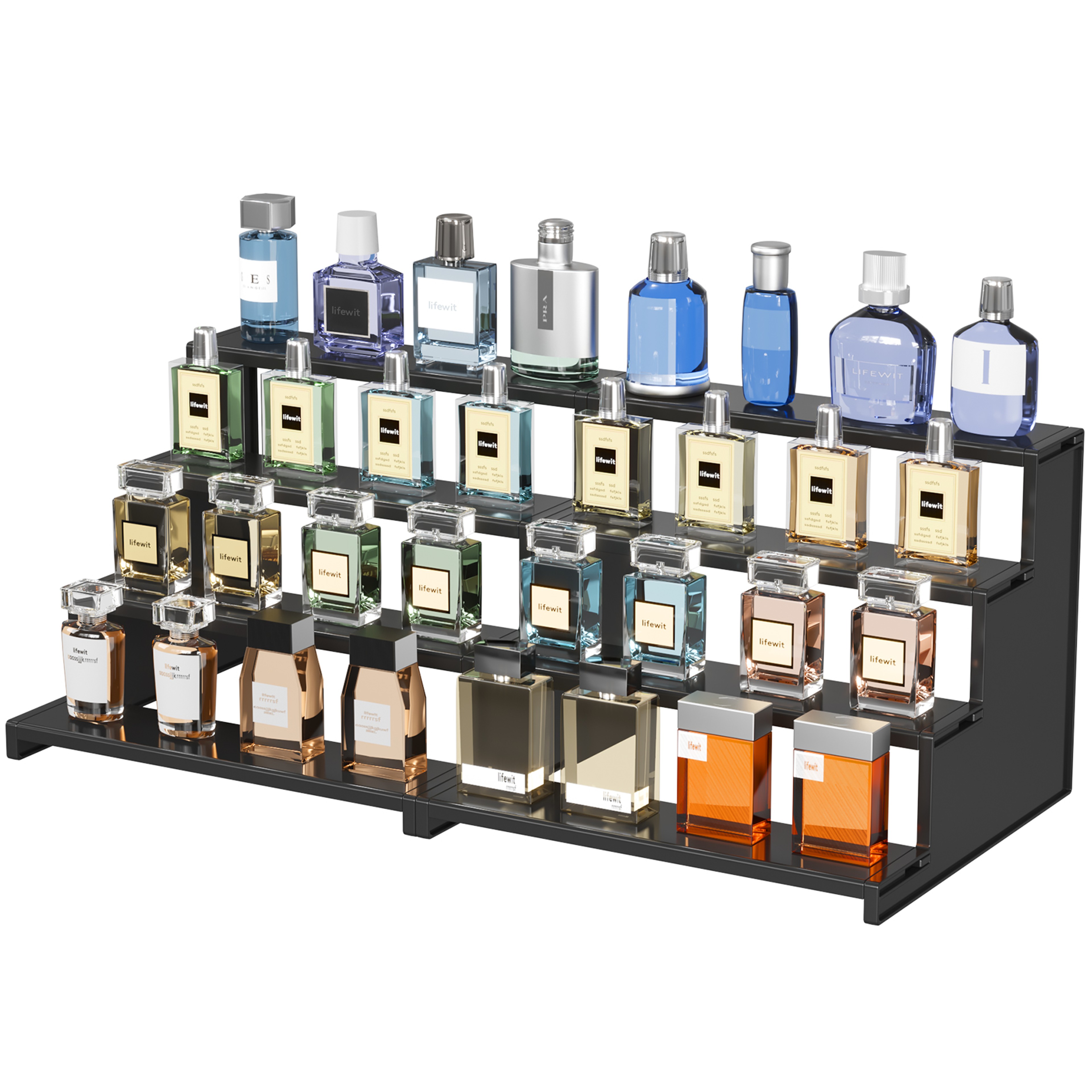 Dark Cologne Stand ToolFree Step Perfume Organizer Display Shelf For Fragrance Skincare Figurine De 7
