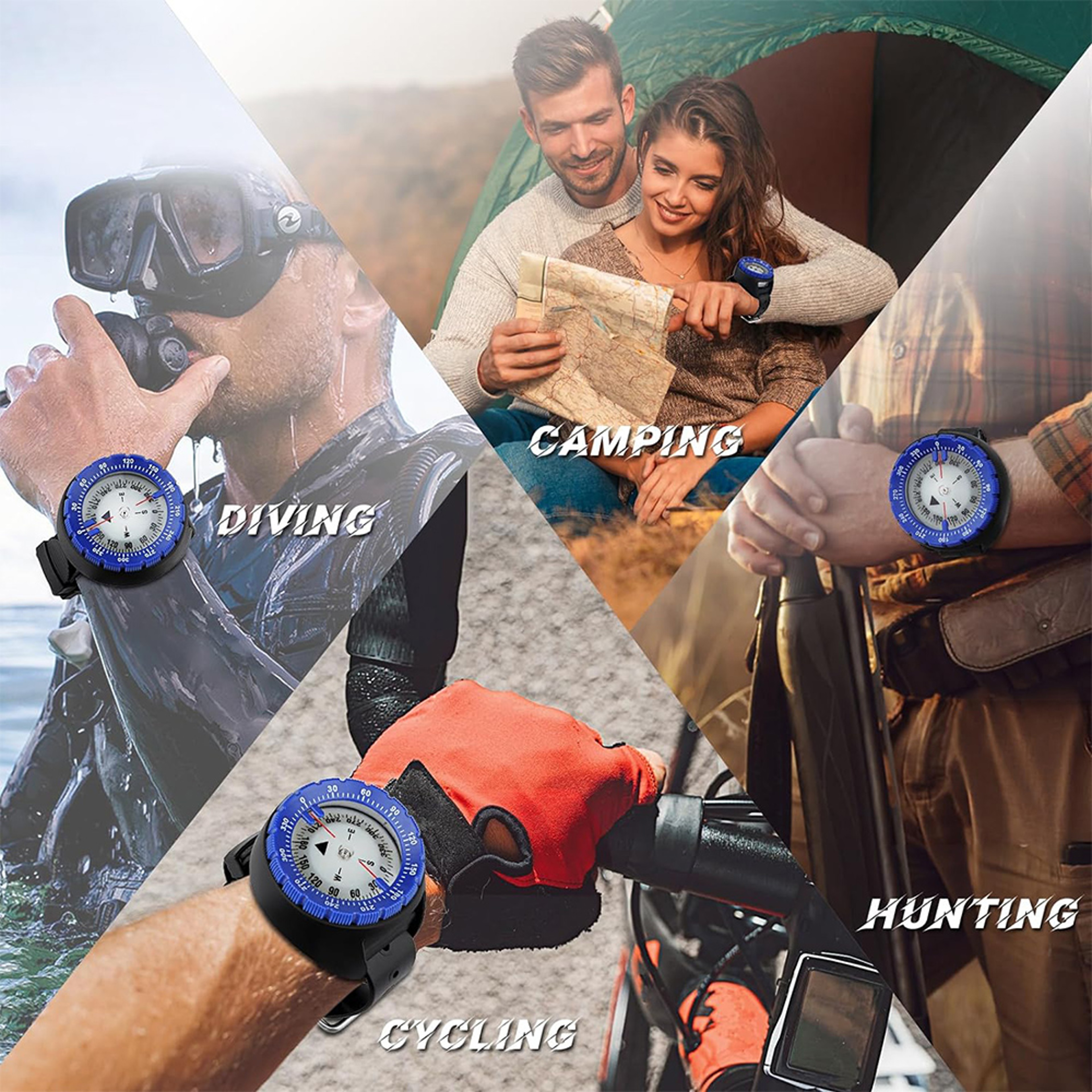 Waterproof Scuba Diving Compass Watch With Luminous Wrist Navigation 3