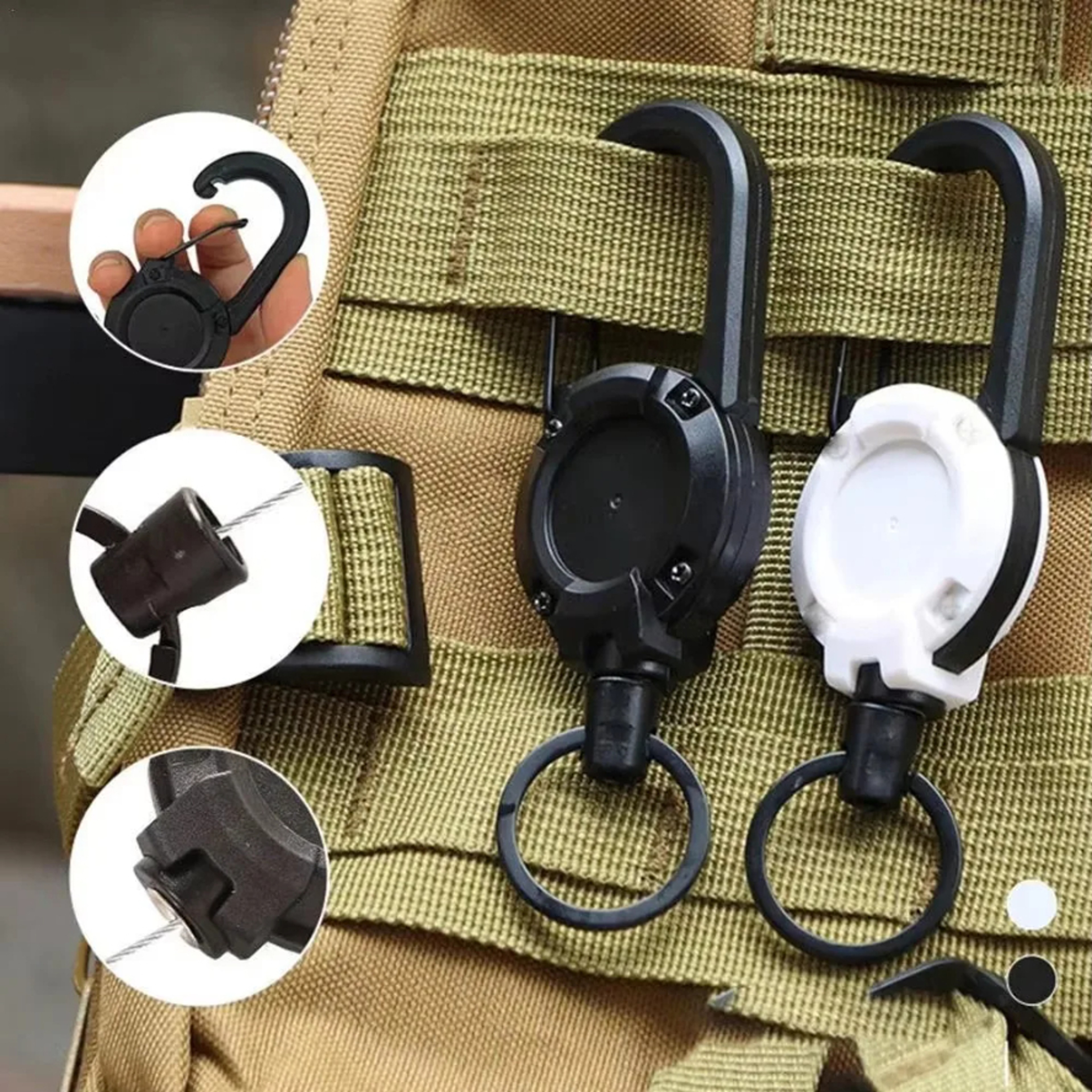 Heavy Duty Retractable Keychain With Steel Wire Reel And Carabiner Clip 1