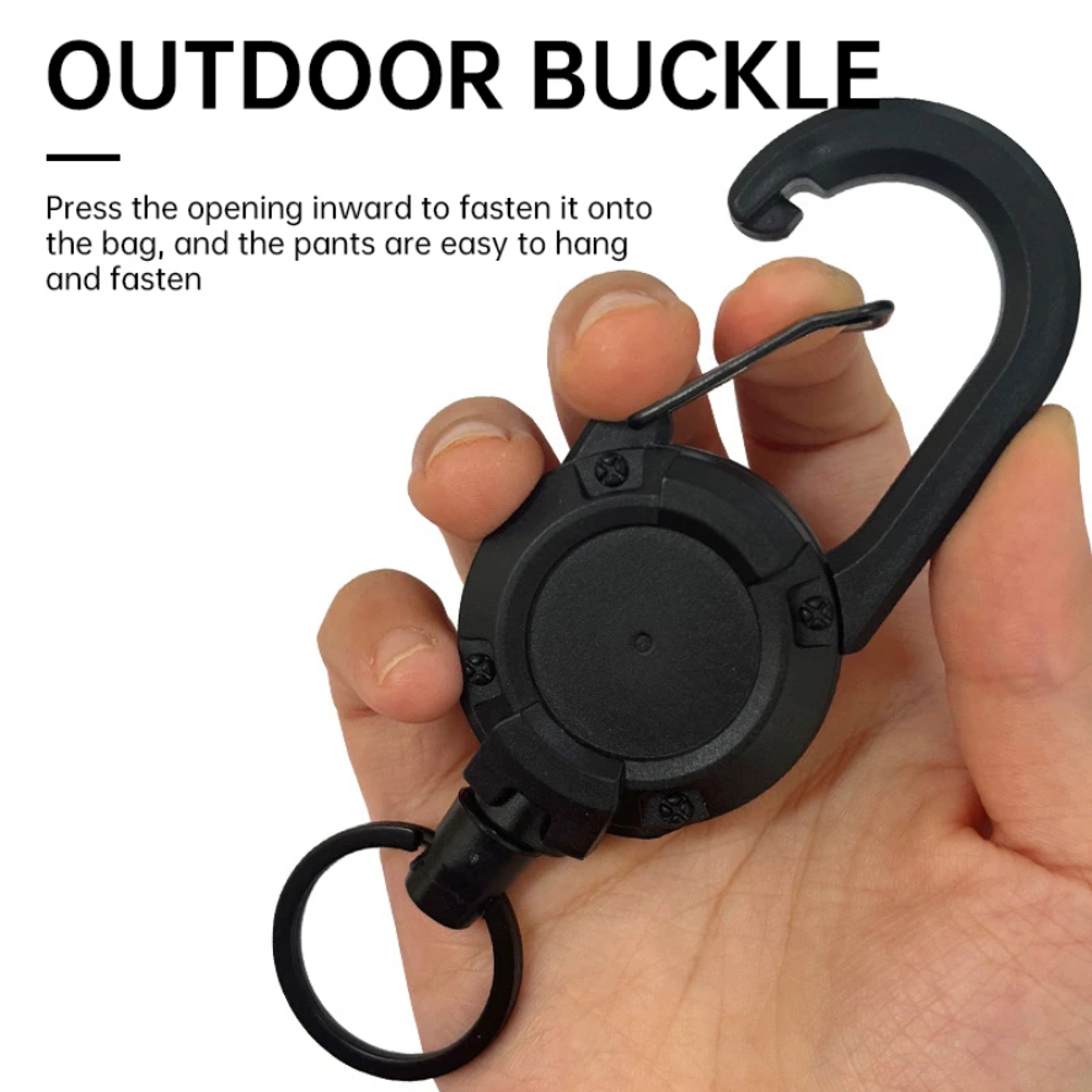 Heavy Duty Retractable Keychain With Steel Wire Reel And Carabiner Clip 2