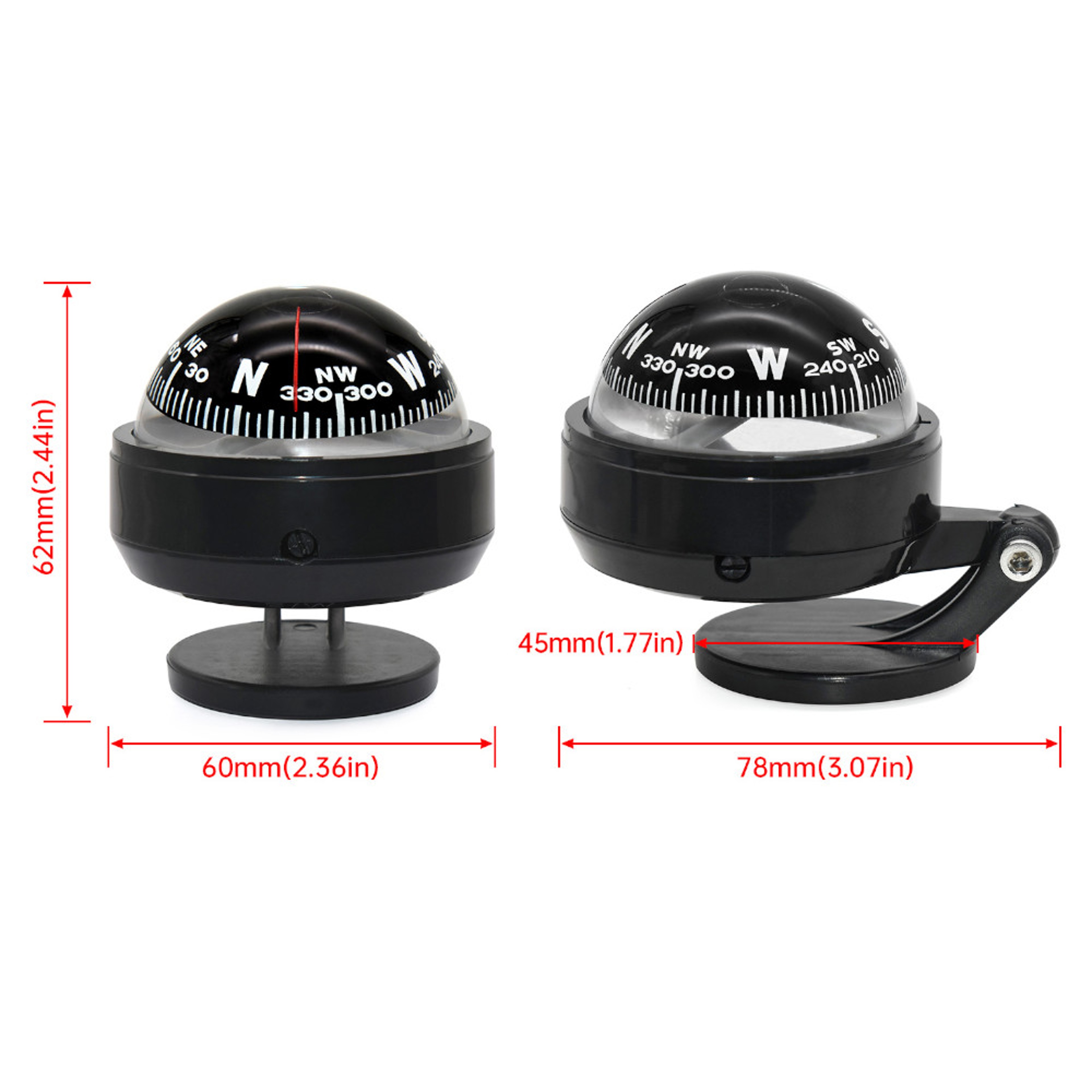 Adjustable Car Dashboard Compass For Boat Truck And Outdoor Navigation 2