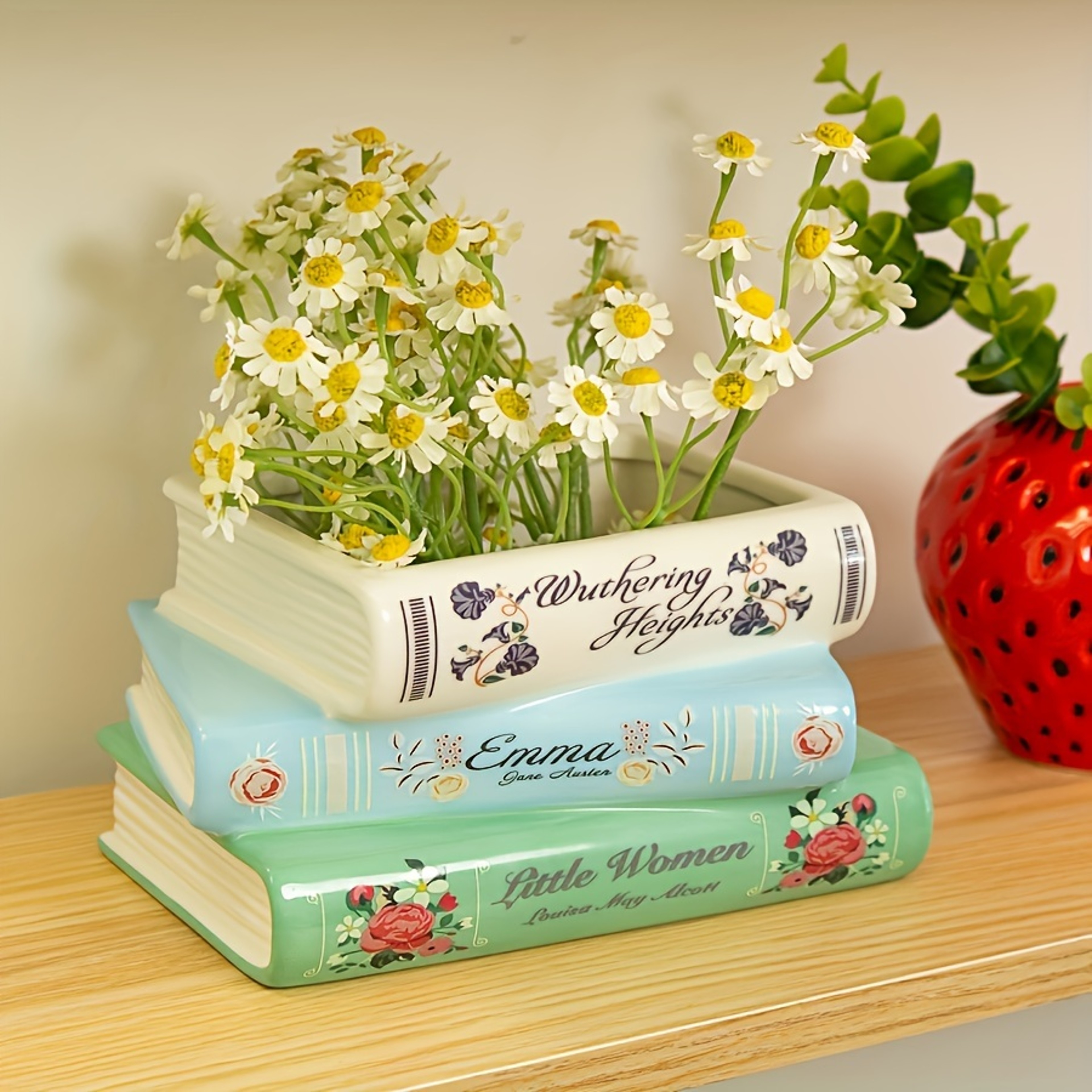 Vintage Ceramic Book Vase for Flowers and Bookshelf Decor – view 3