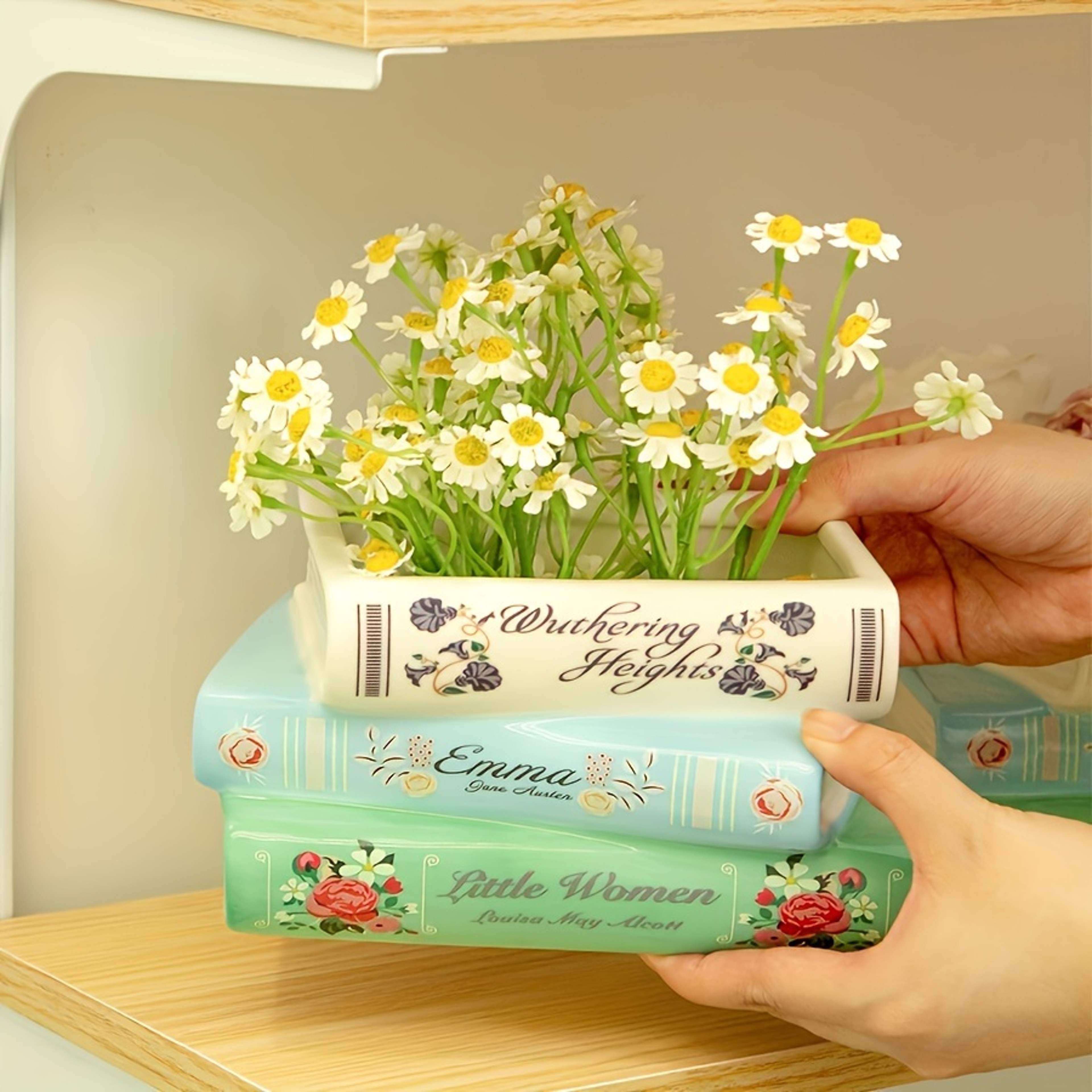 Vintage Ceramic Book Vase for Flowers and Bookshelf Decor – view 6