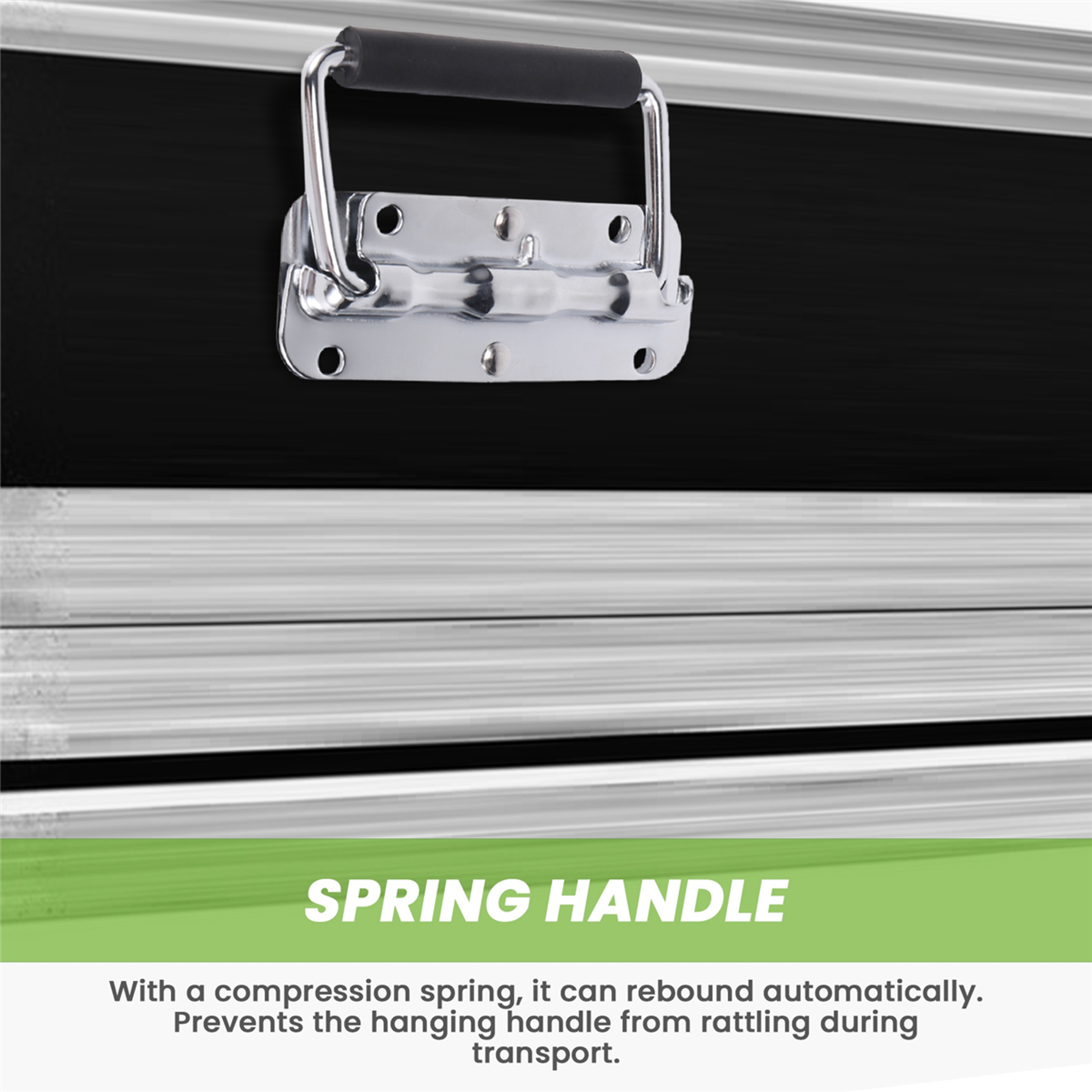 Stainless Steel Folding Toolbox Handle Set, Spring Loaded Chest Pulls – view 6