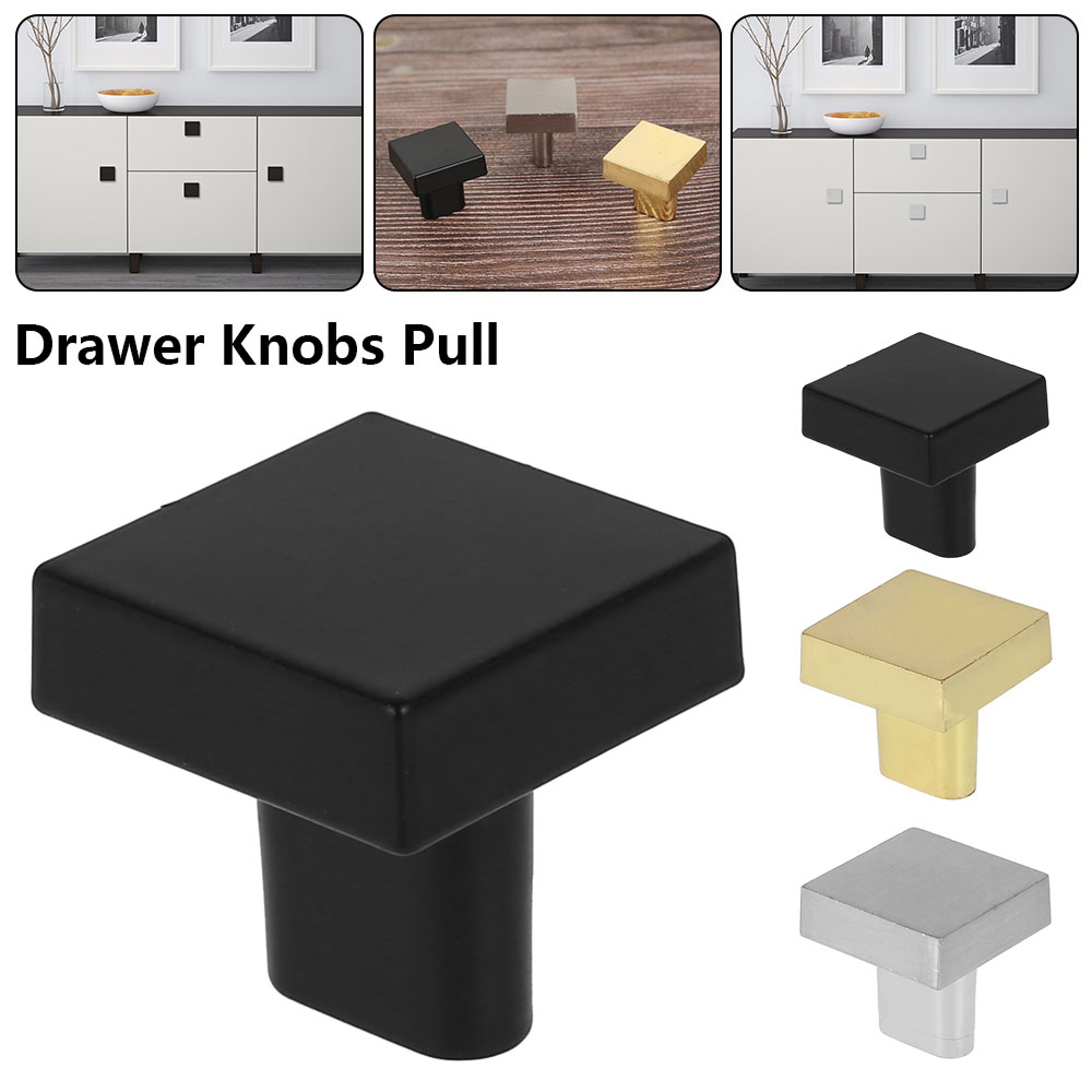 Square Cabinet Knobs Zinc Alloy Single Hole Modern Drawer Pulls 1