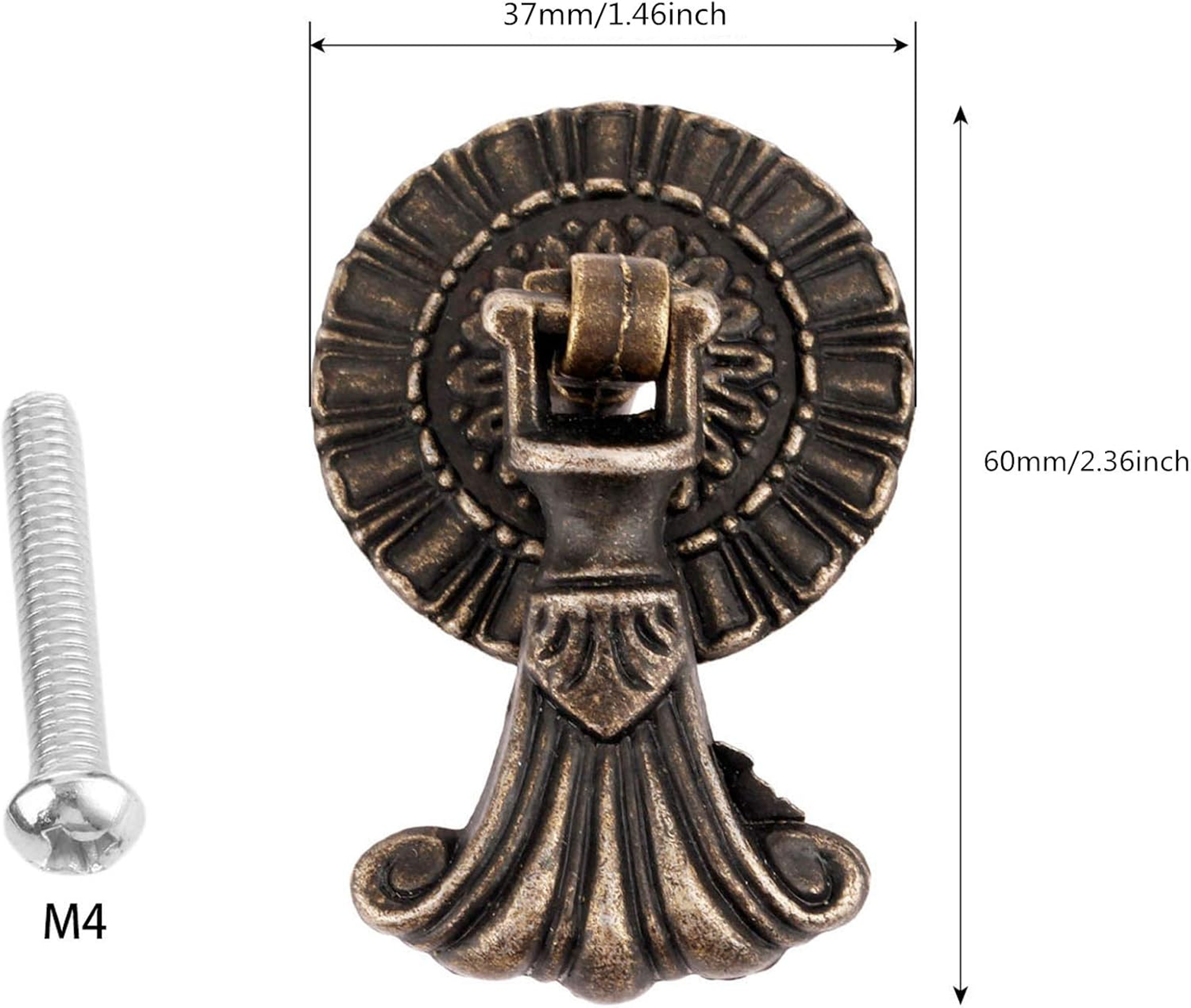 Antique Bronze Ring Pull Handles Set for Drawers and Cabinets – view 6