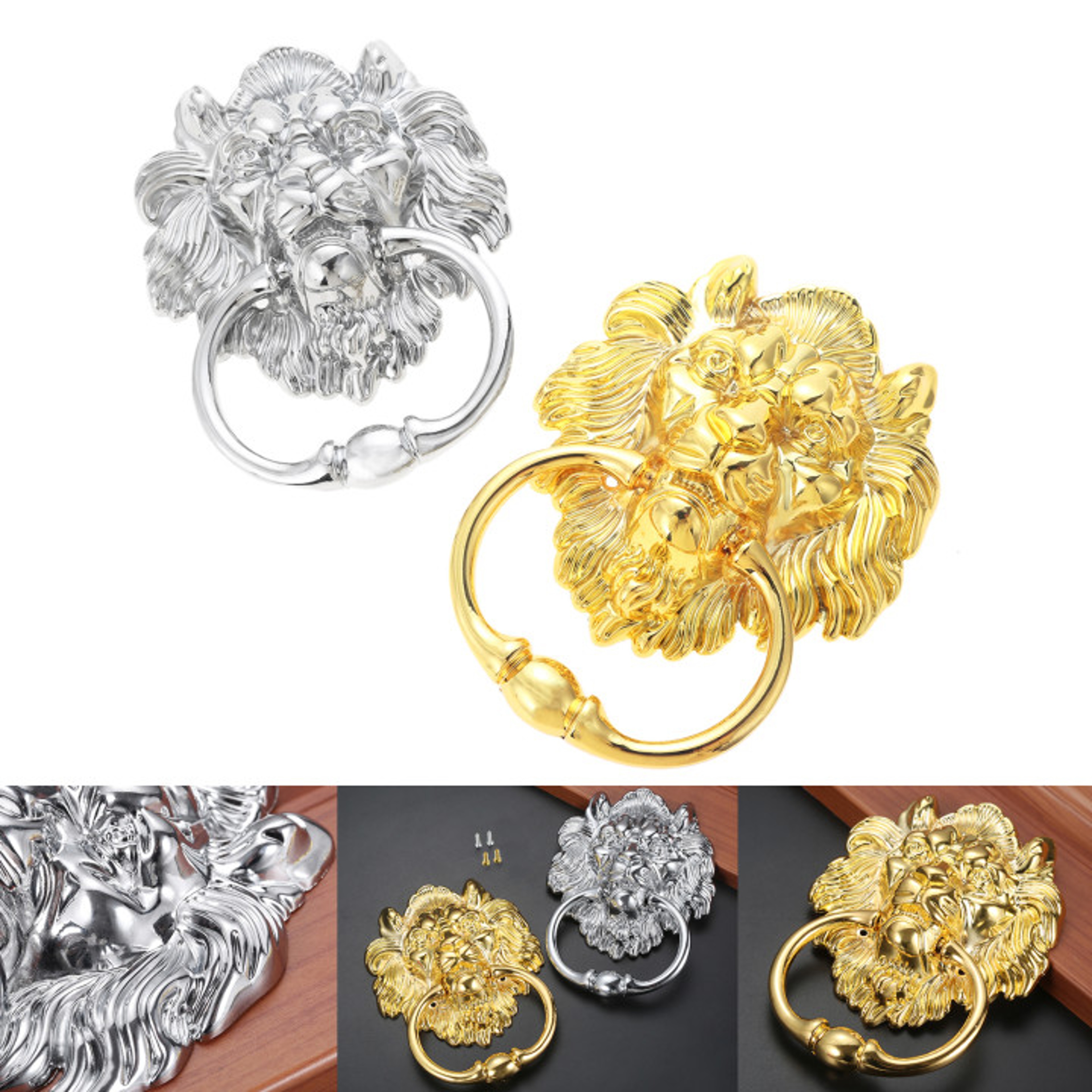 Lion Head Furniture Handle Vintage Drop Ring Door Pull – view 3