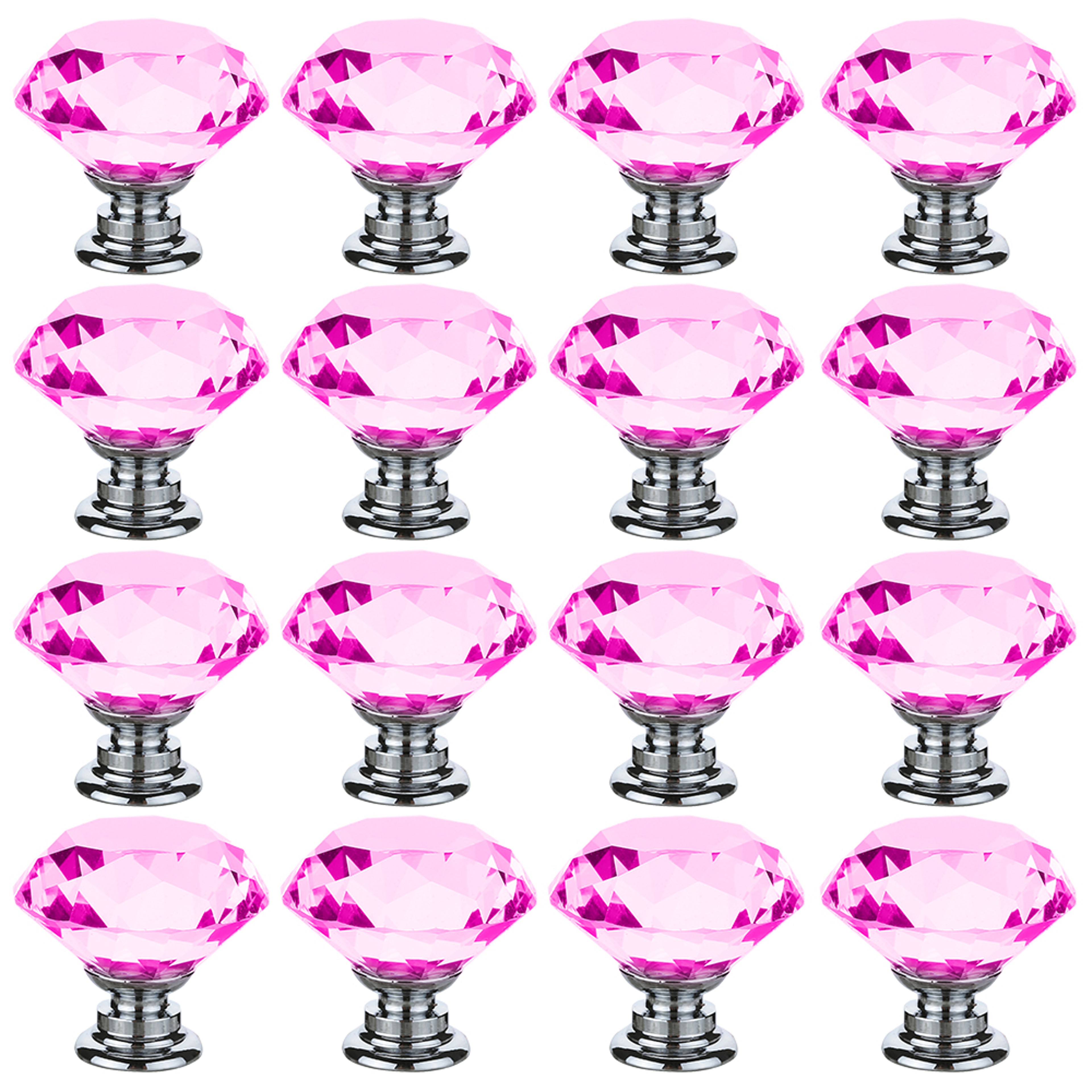 Pink Acrylic Crystal Drawer Pull Handles Diamond Shaped Cabinet Knobs for Furniture – view 6