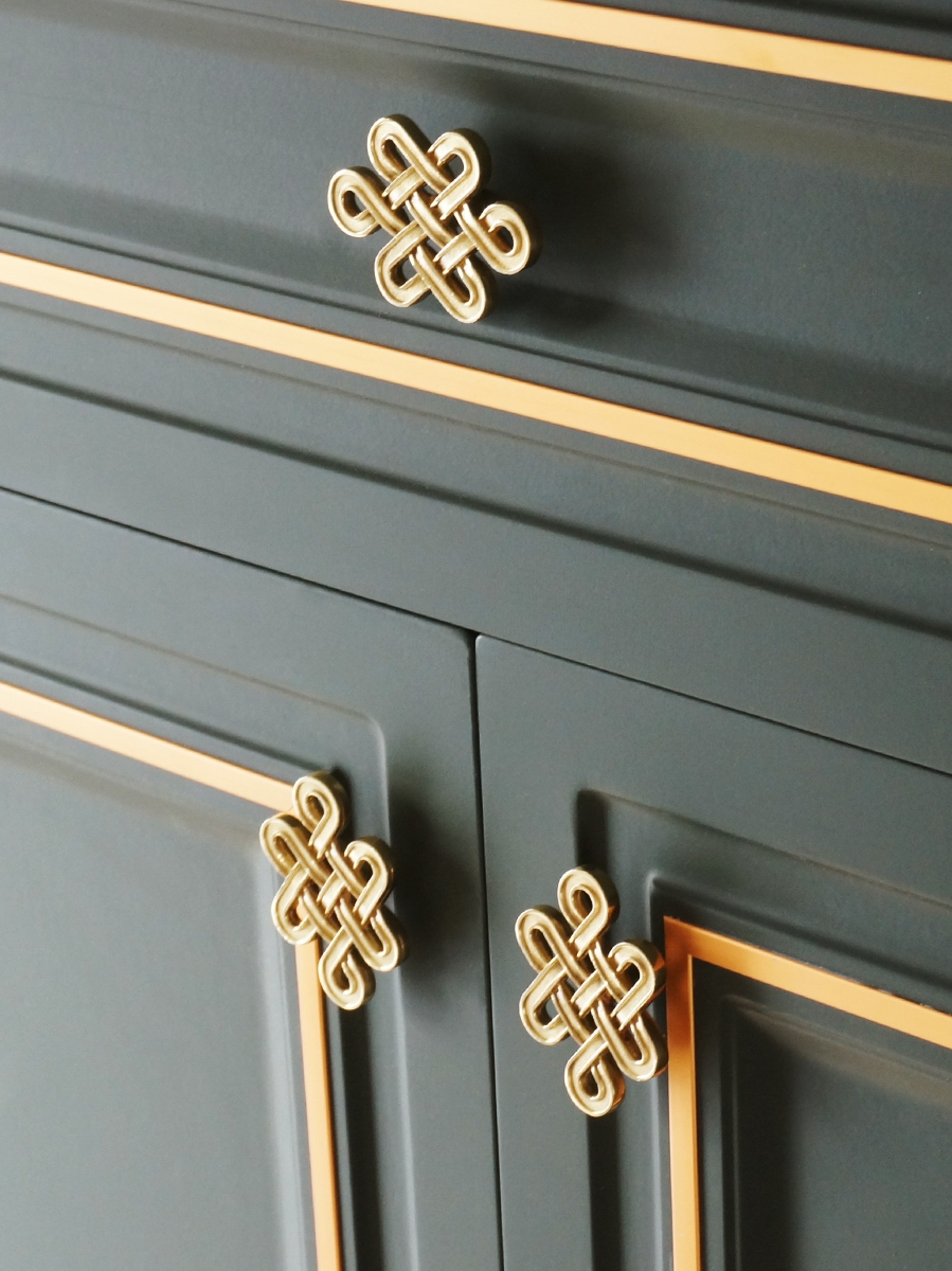 Chinese Knot Brass Cabinet Handles For Drawers Wardrobes And Kitchen Cabinets 0