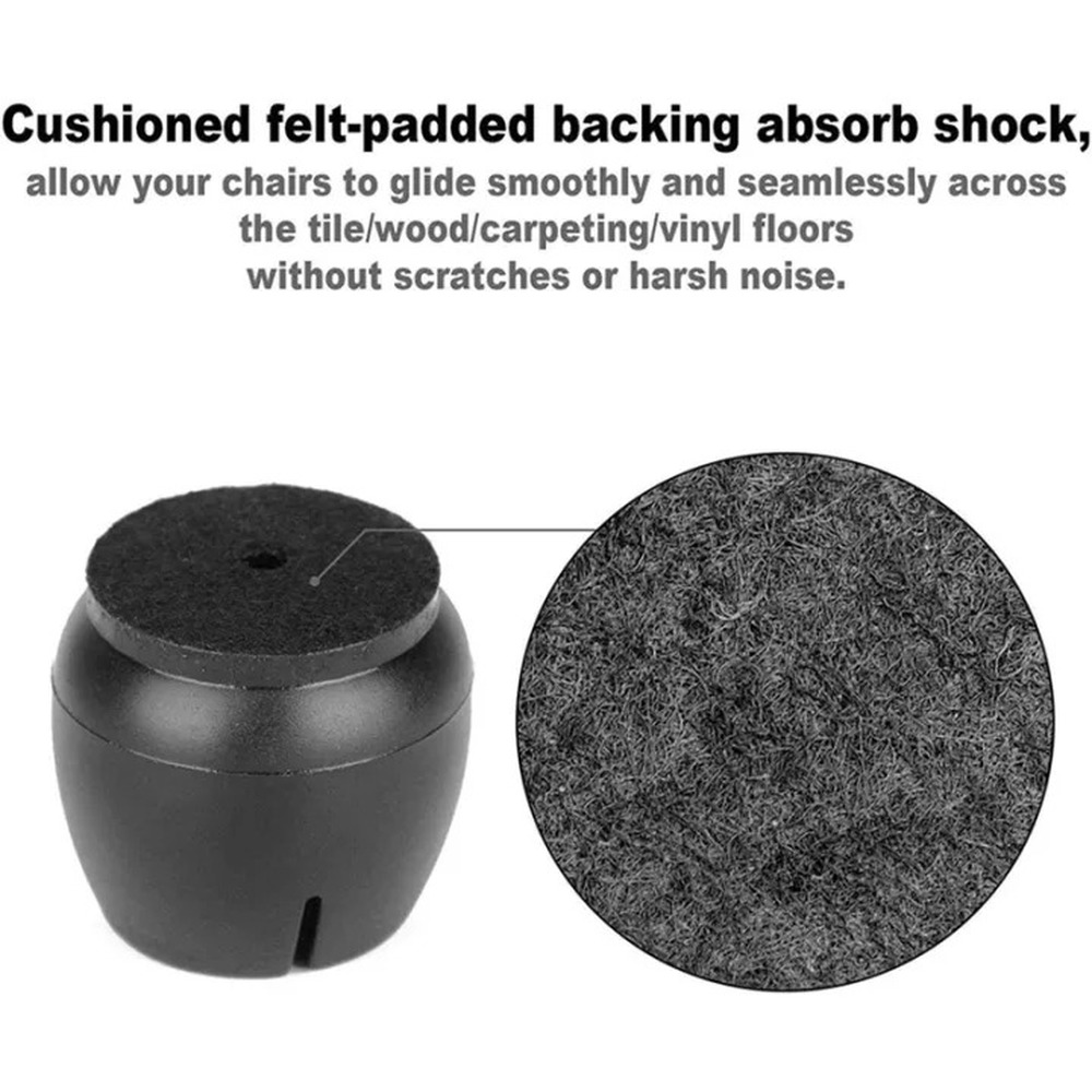 Silicone Chair Leg Floor Protectors with Felt Pads – view 2
