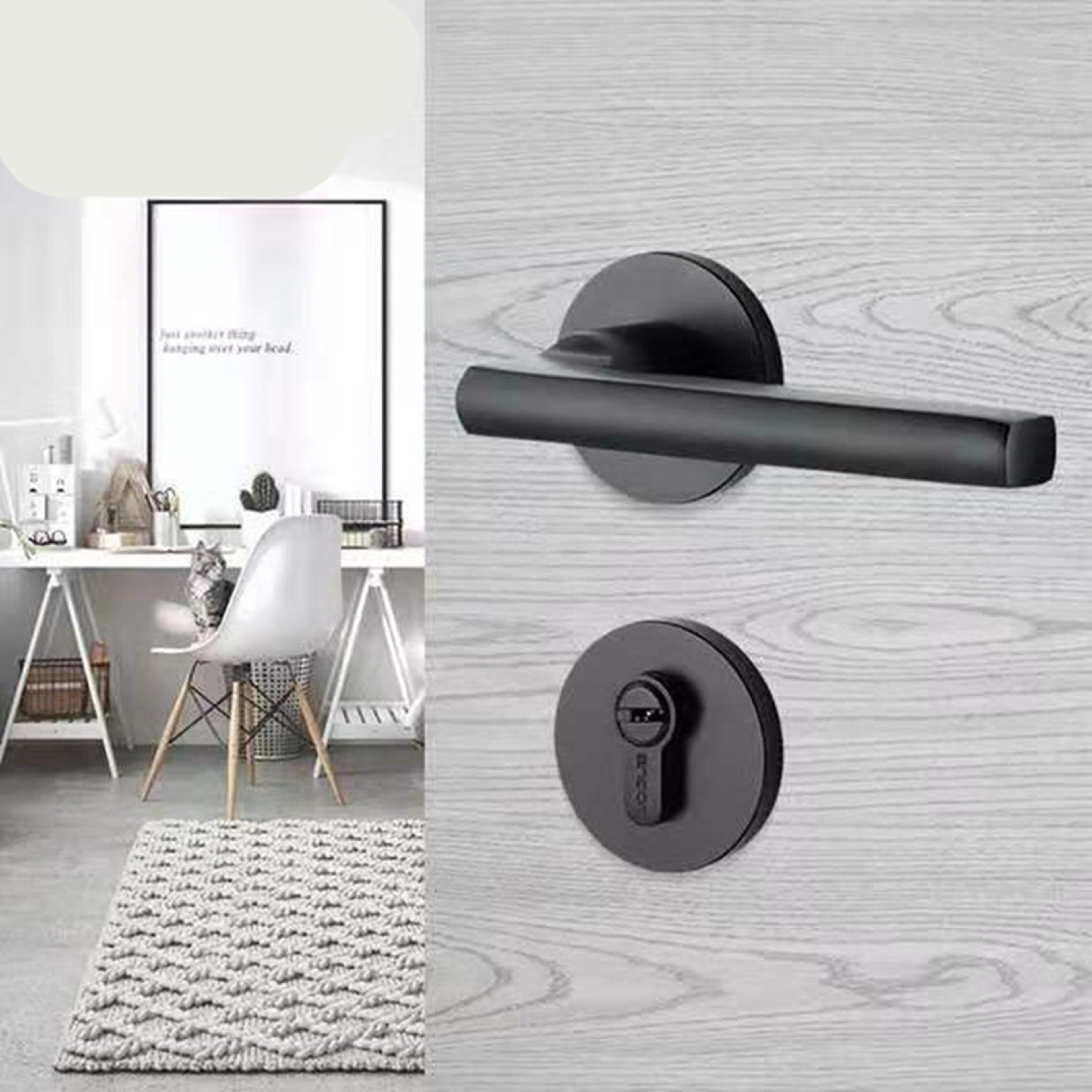 Silent Black Aluminum Interior Door Handle Lock for Bedrooms – view 5