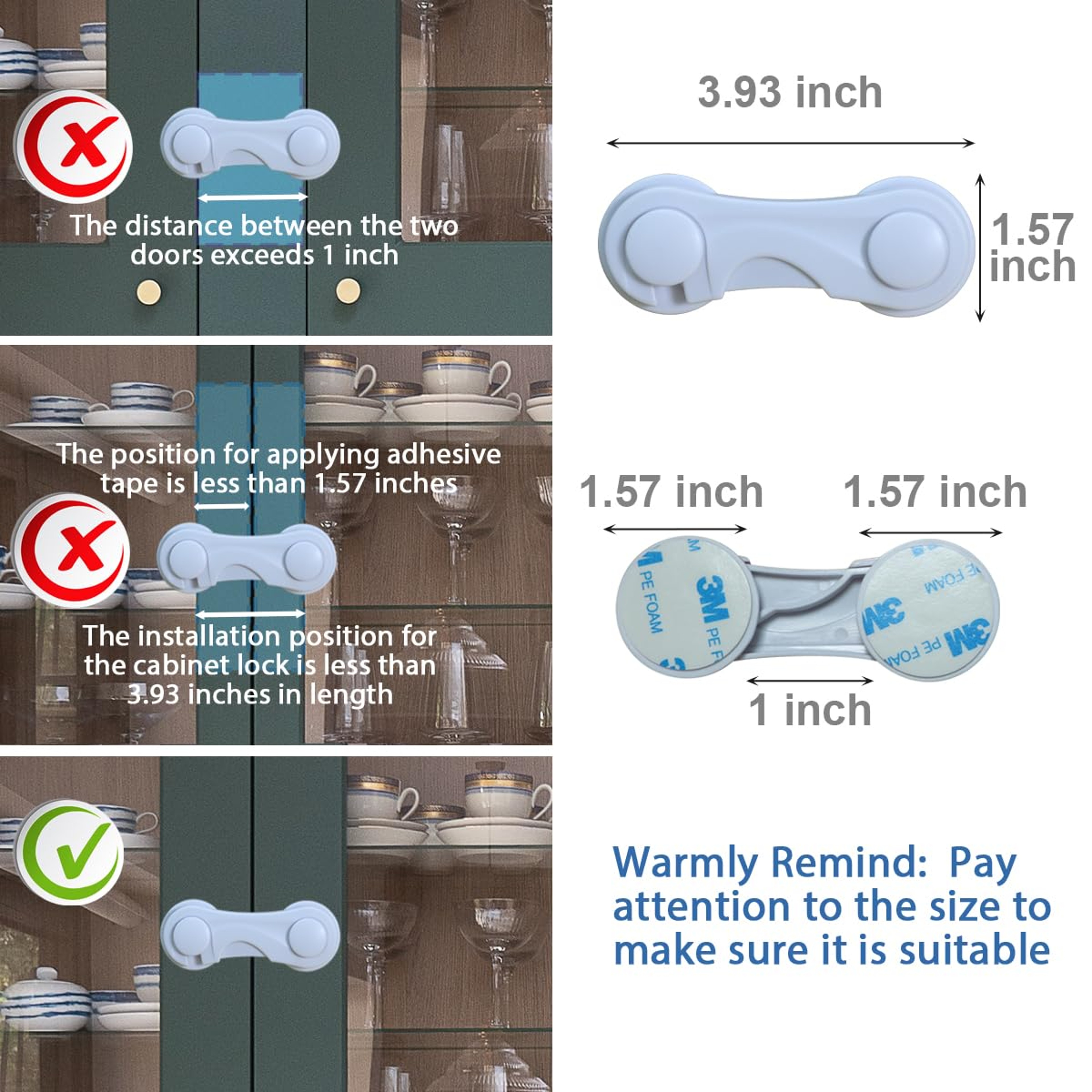 Baby Proof Cabinet Locks Adhesive Child Safety Latches 1
