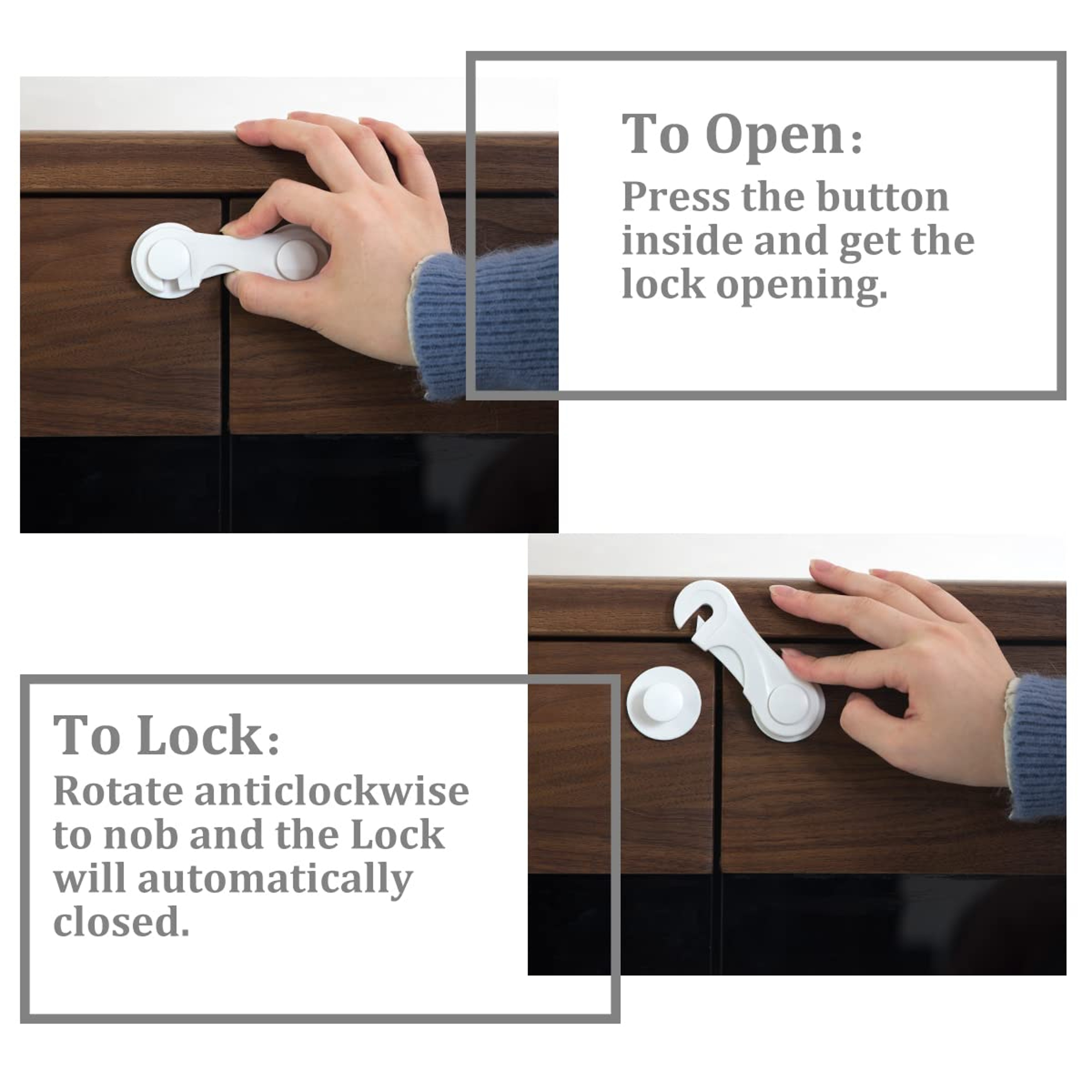 Baby Proof Cabinet Locks Adhesive Child Safety Latches 2