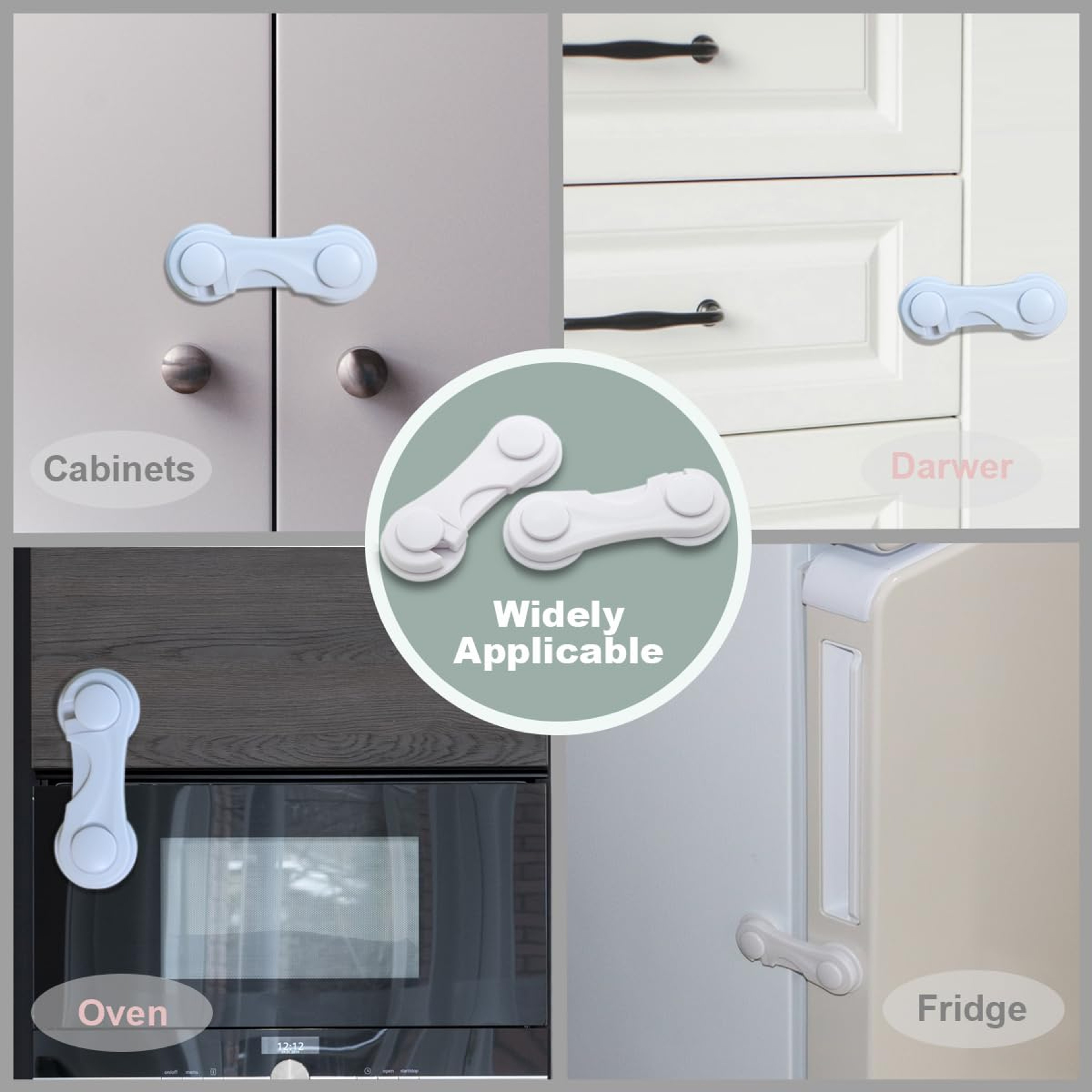 Baby Proof Cabinet Locks Adhesive Child Safety Latches 3
