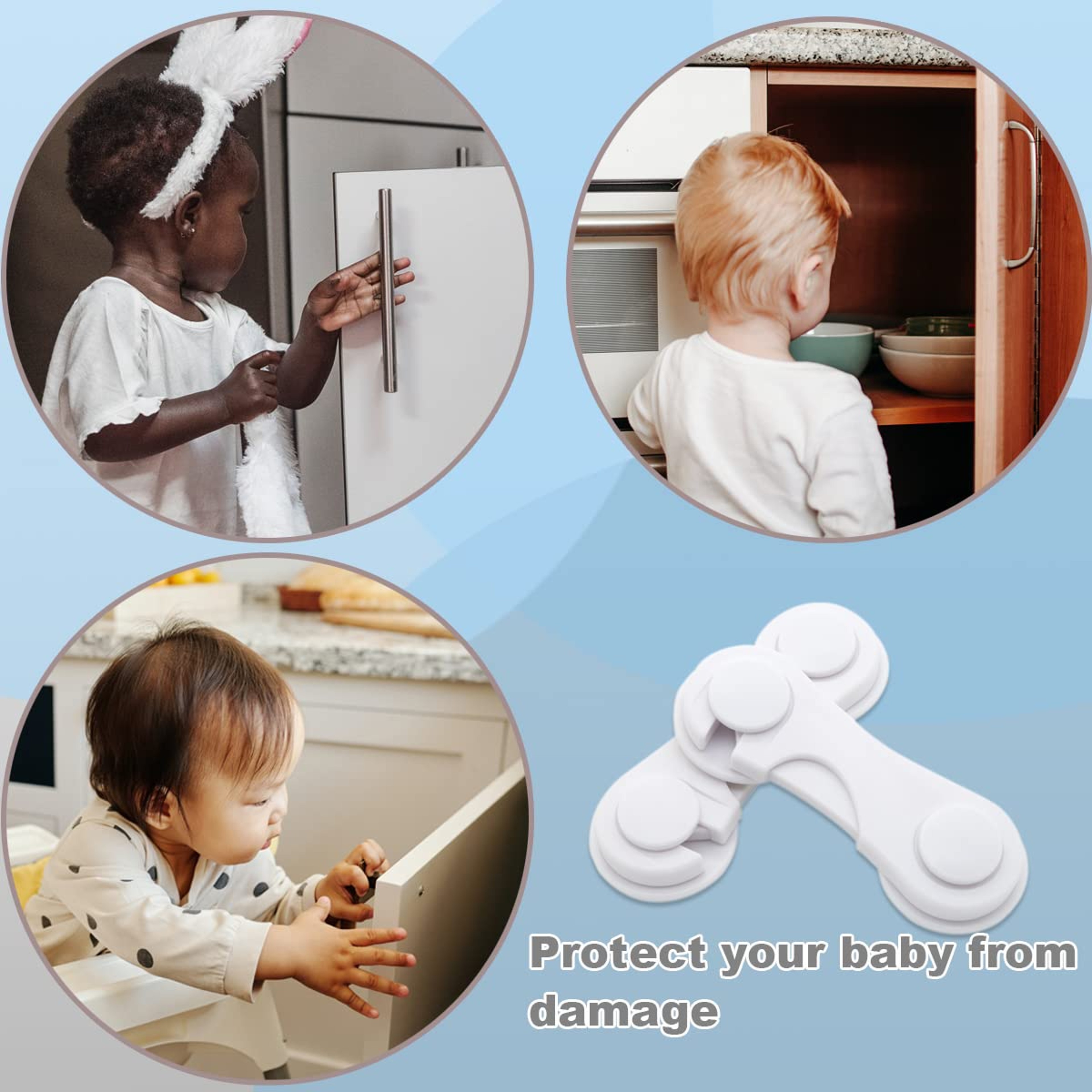 Baby Proof Cabinet Locks Adhesive Child Safety Latches 4
