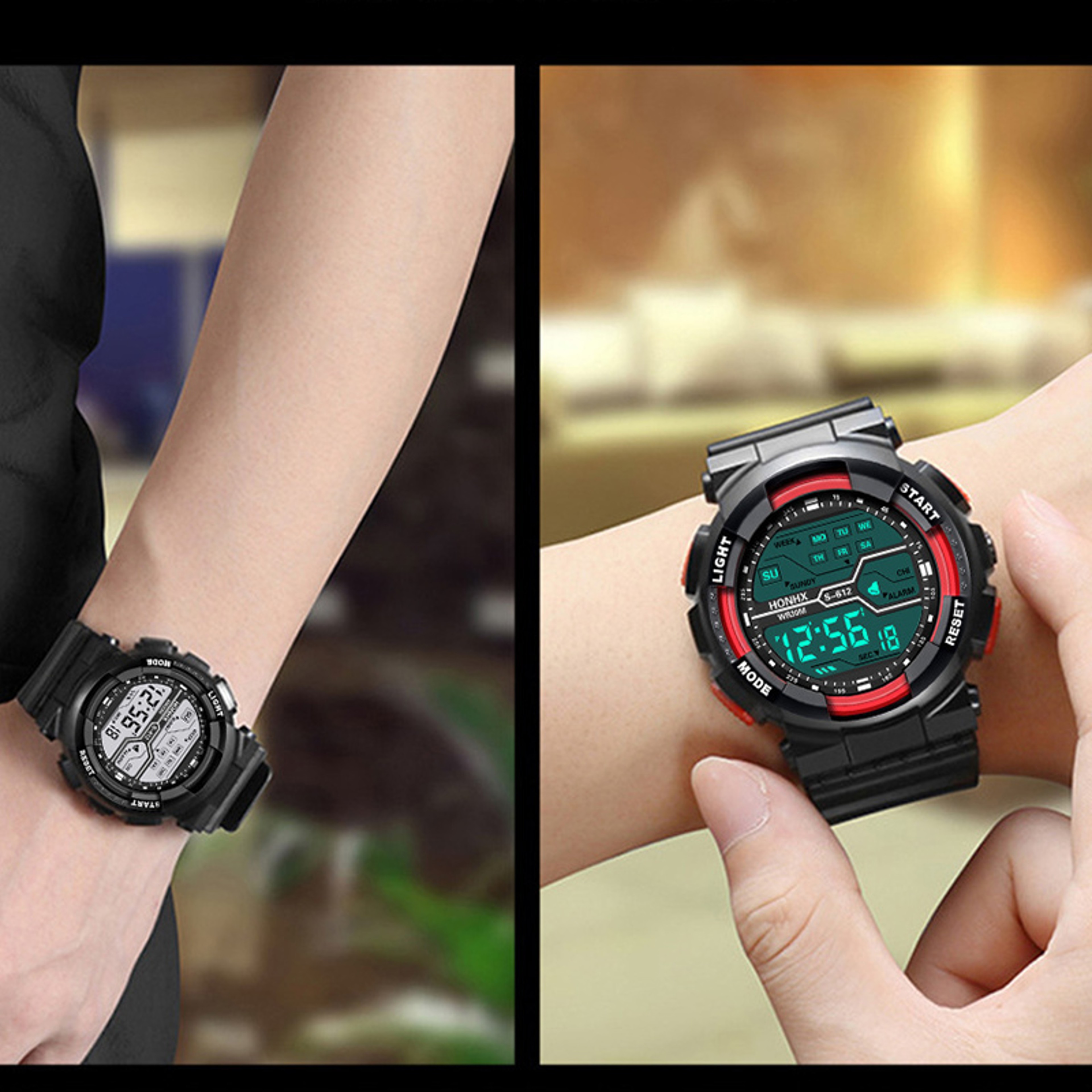 Mens Waterproof Digital Sports Watch With Luminous Display 2