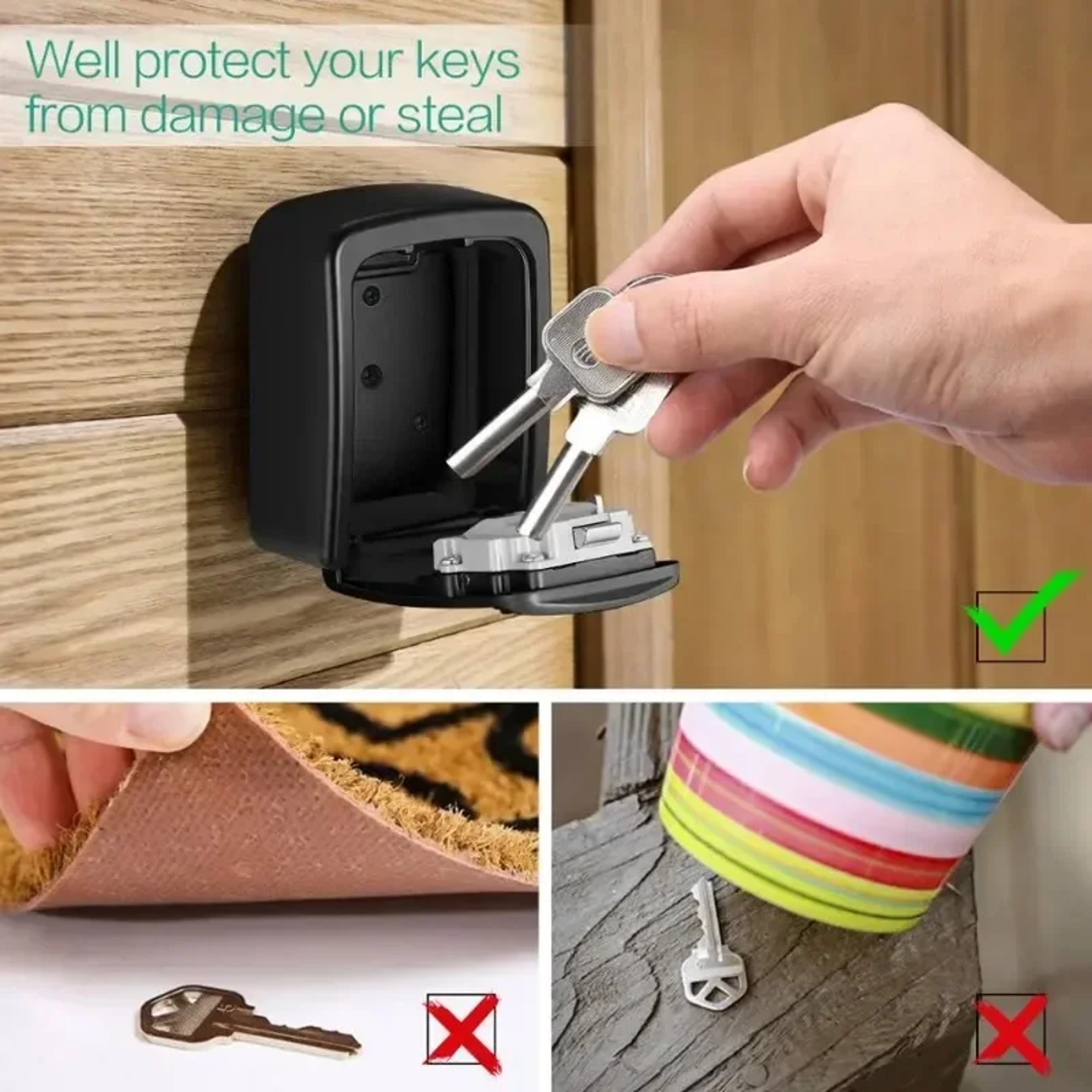 Wall Mounted Key Lock Box With Digit Combination 1