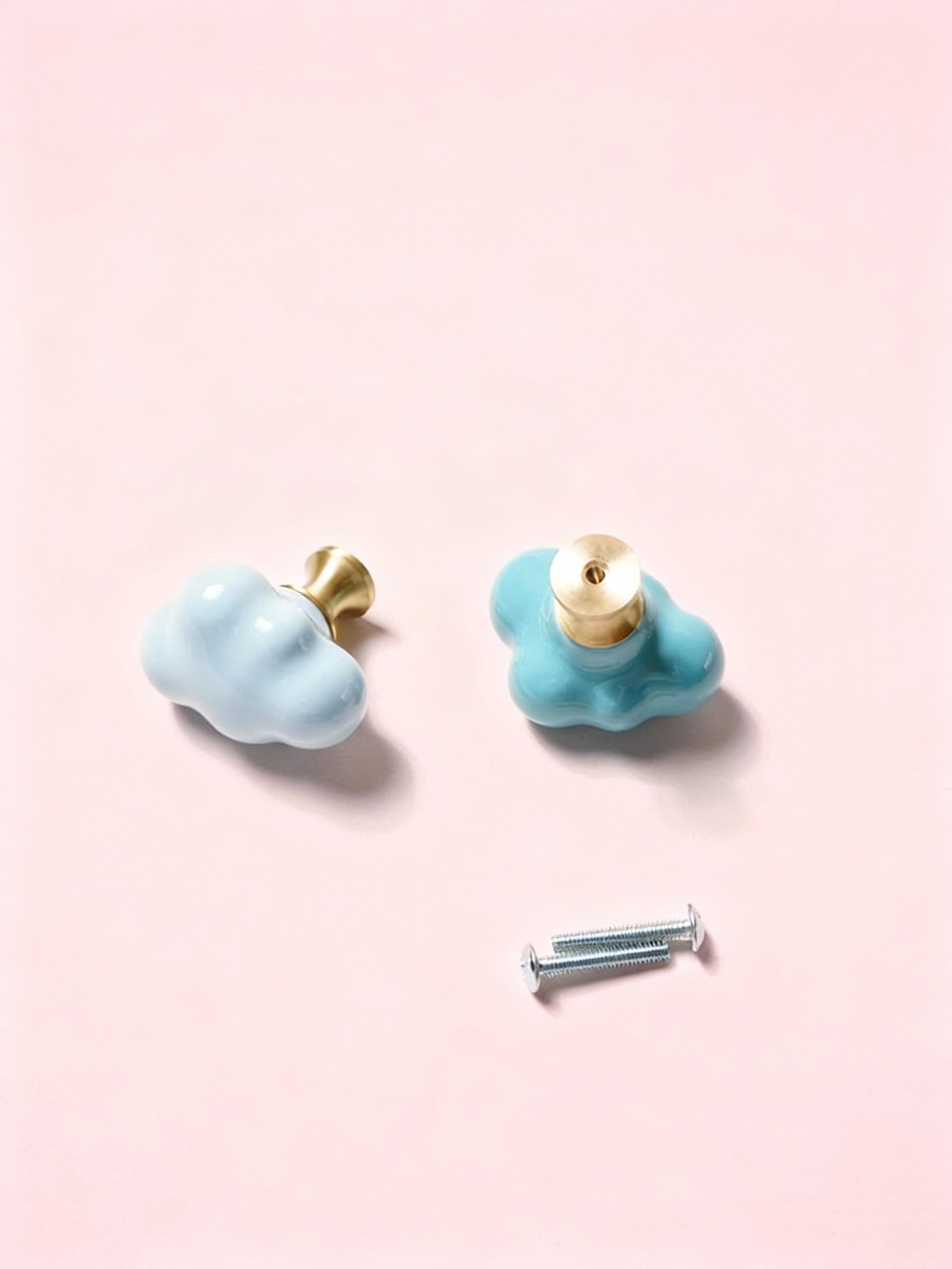 Ceramic  Brass Cloud Cabinet Knob Decorative Drawer Pull For Kids Room Wardrobe Door With Screw 3