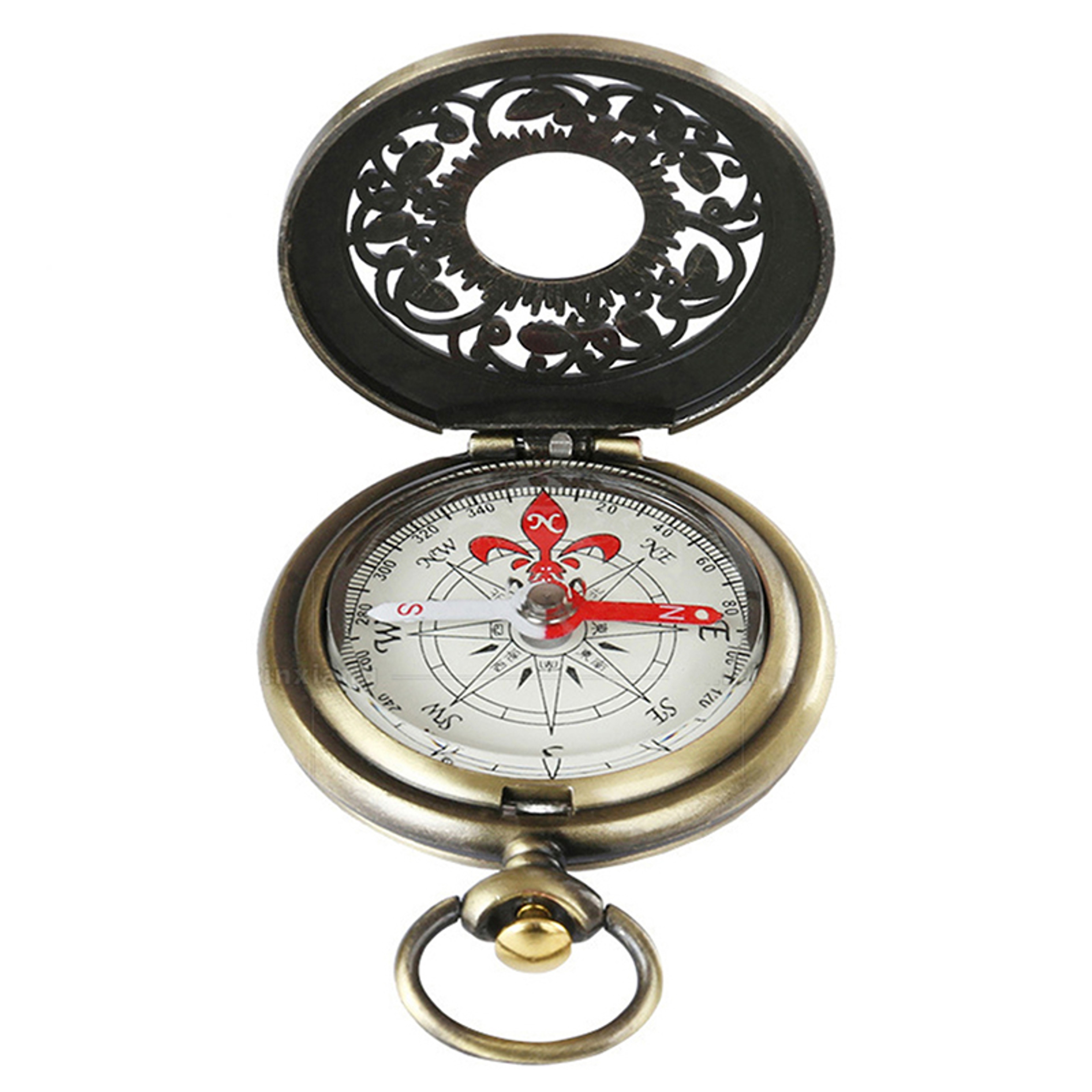 Vintage Bronze Pocket Compass for Hiking Camping and Adventure Gifts – view 2