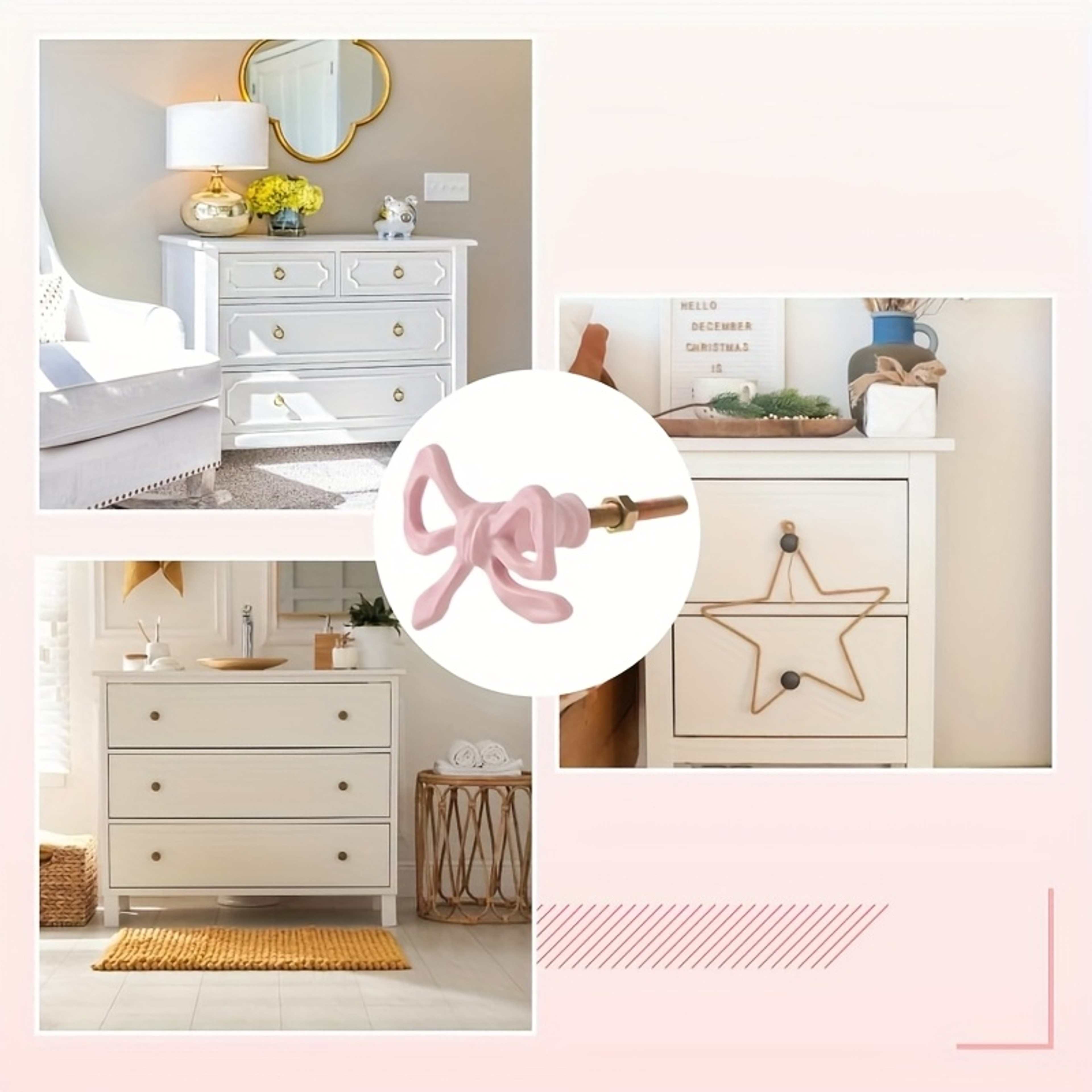 Pink Bow Metal Drawer Knobs For Cabinets And Dressers 5