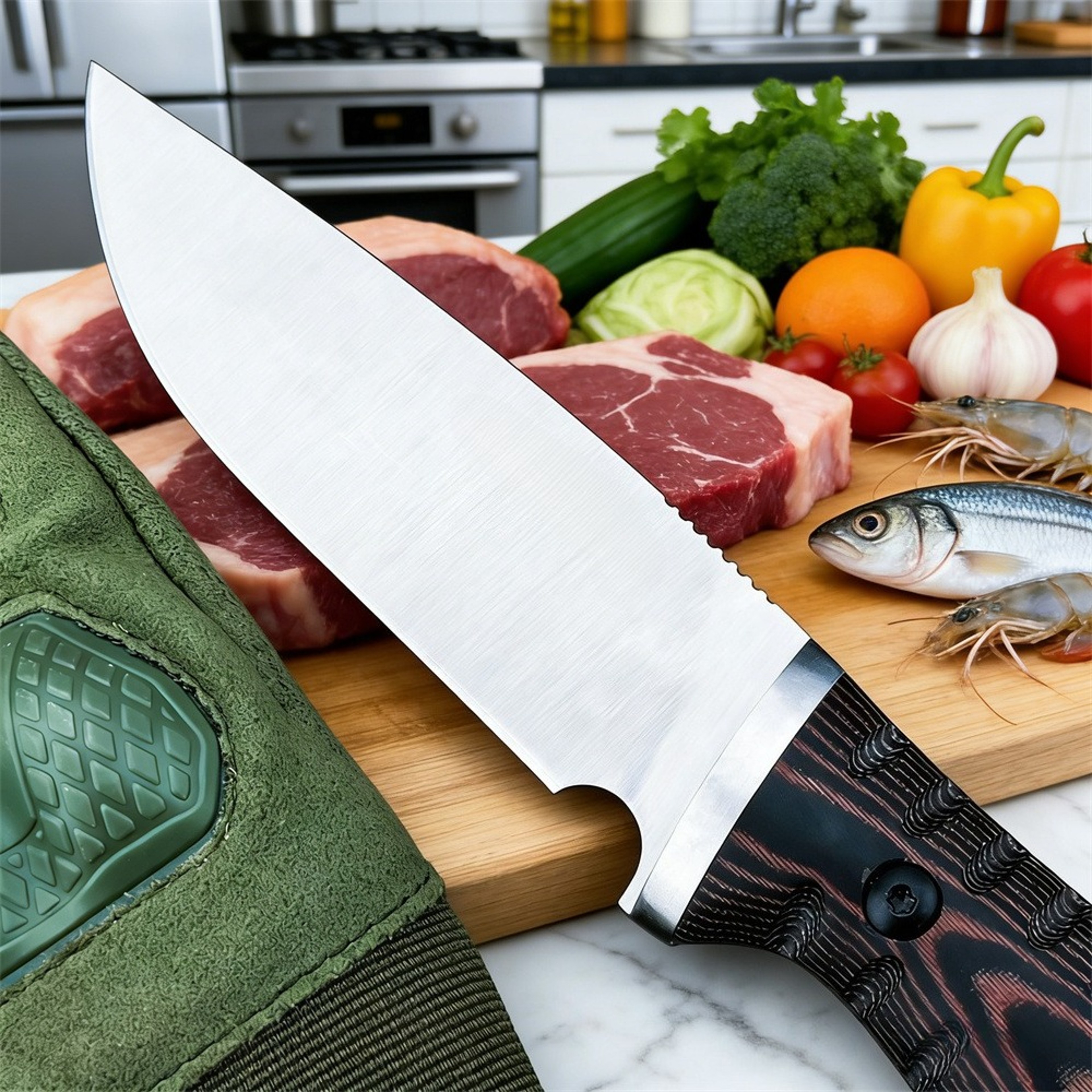 Steel Fixed Blade Utility Knife with Handle and Sheath – view 2