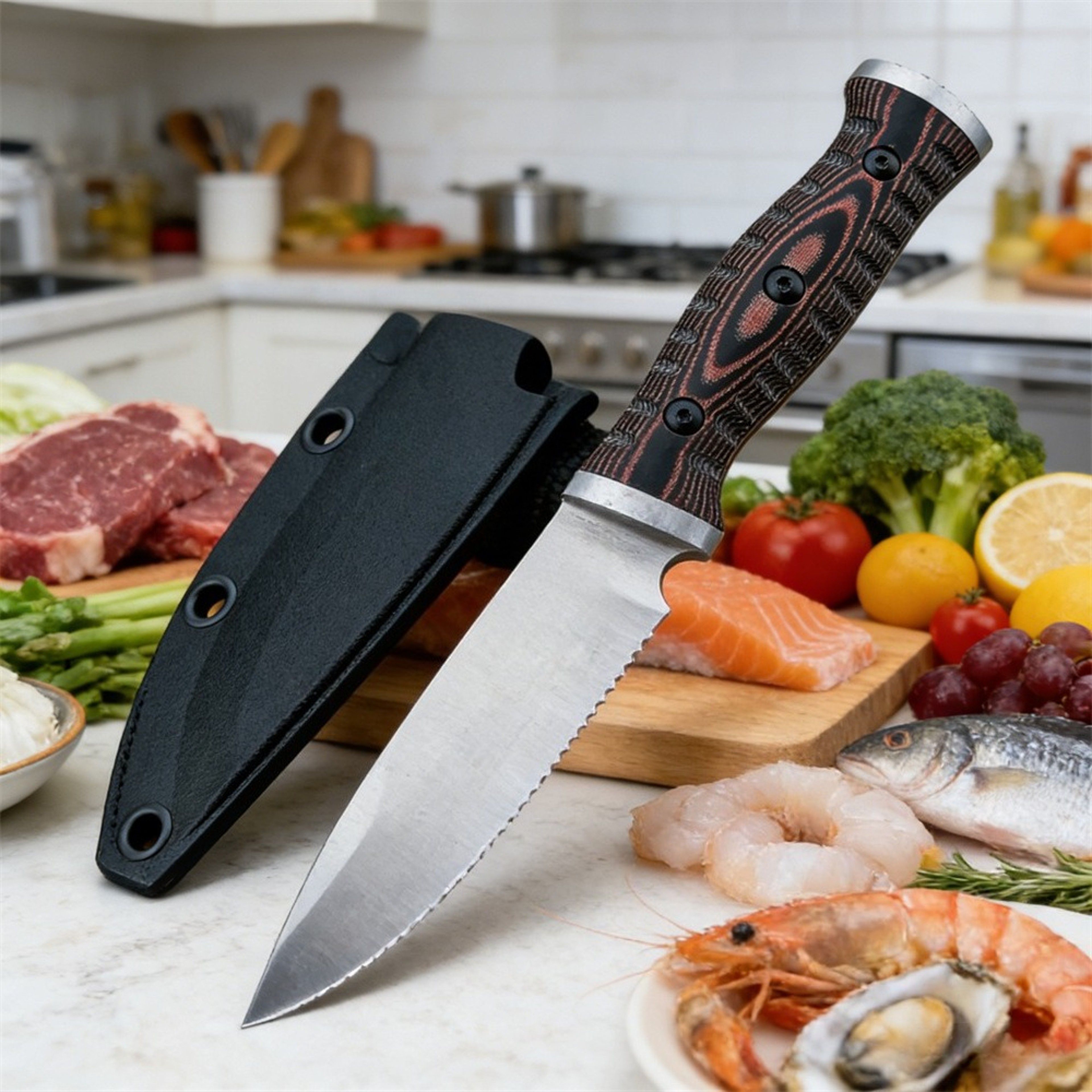 Steel Fixed Blade Utility Knife with Handle and Sheath – view 5