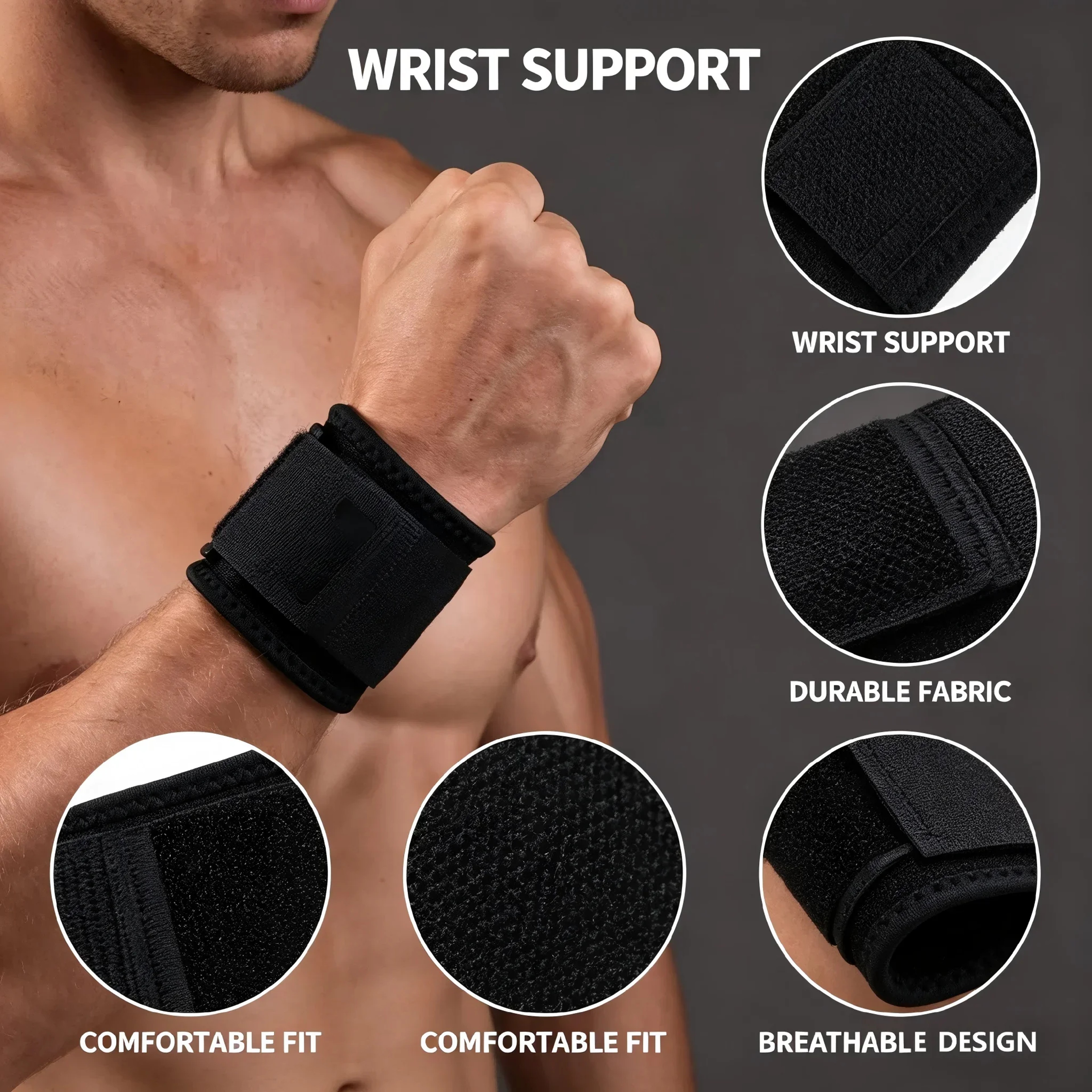 Adjustable Wrist Support Brace for Pain Relief & Fitness – view 2