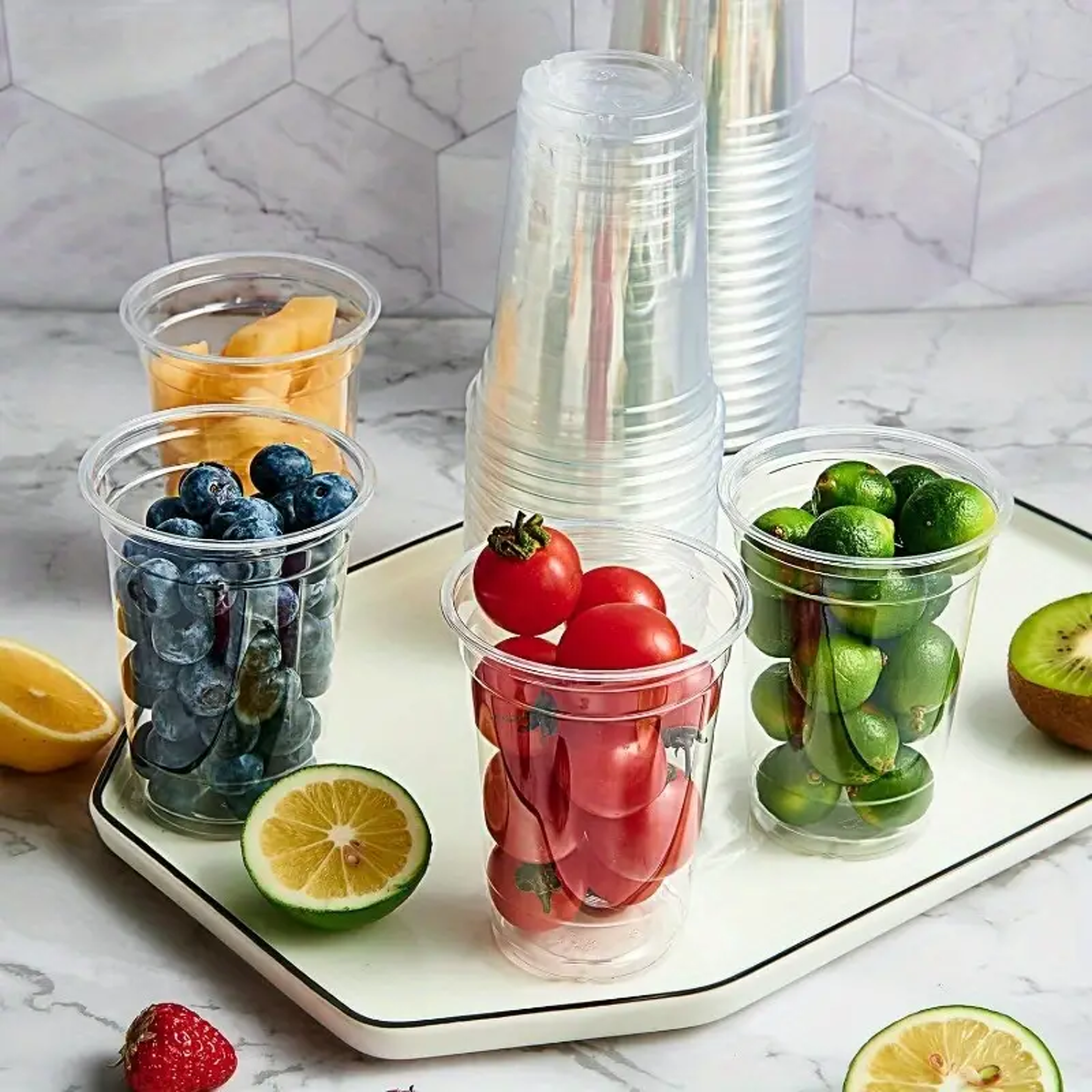 Clear Disposable Plastic Cups With Lids Versatile Milk Tea Cups  Clear Beverage Containers 4